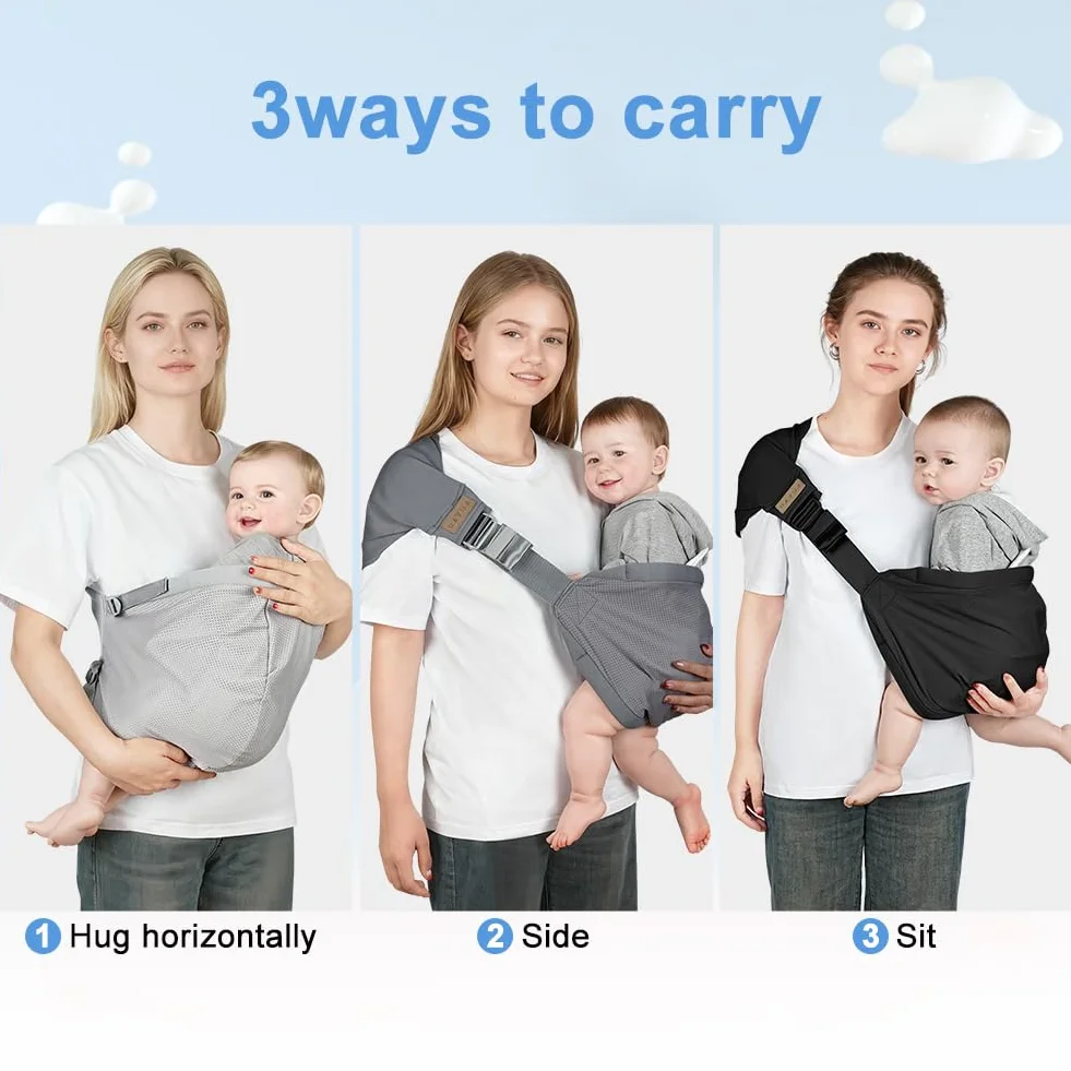AUYAO Owijka Nosidełko Boczne Nosidełko Oddychające Regulowane Nosidełko dla niemowląt Lekkie Hip Nosidełko Ergonomiczne Regulowane i Wygodne Noszenie Dla Dzieci Do 15 KG