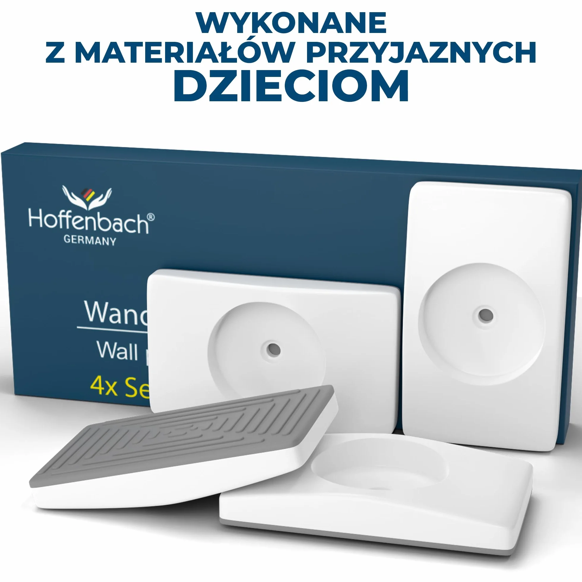Hoffenbach 4x Podkładki Ochronne na Ścianę do Bramki Schodowej i Drzwiowej – Prostokątne Nakładki Ochronne do Bramki Rozporowej – Ochrona Ścian i Drzwi bez Wiercenia