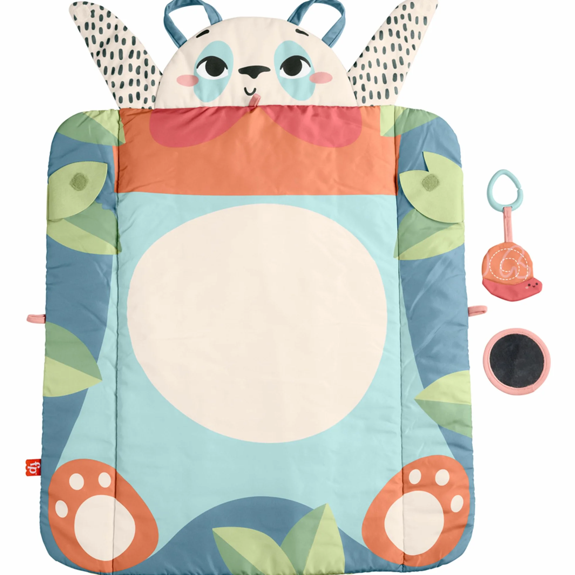 Fisher-Price Planet Friends Mata Wesoła Panda 3w1 z dwoma zabawkami dla noworodków, do zabawy na brzuszku, HKD65