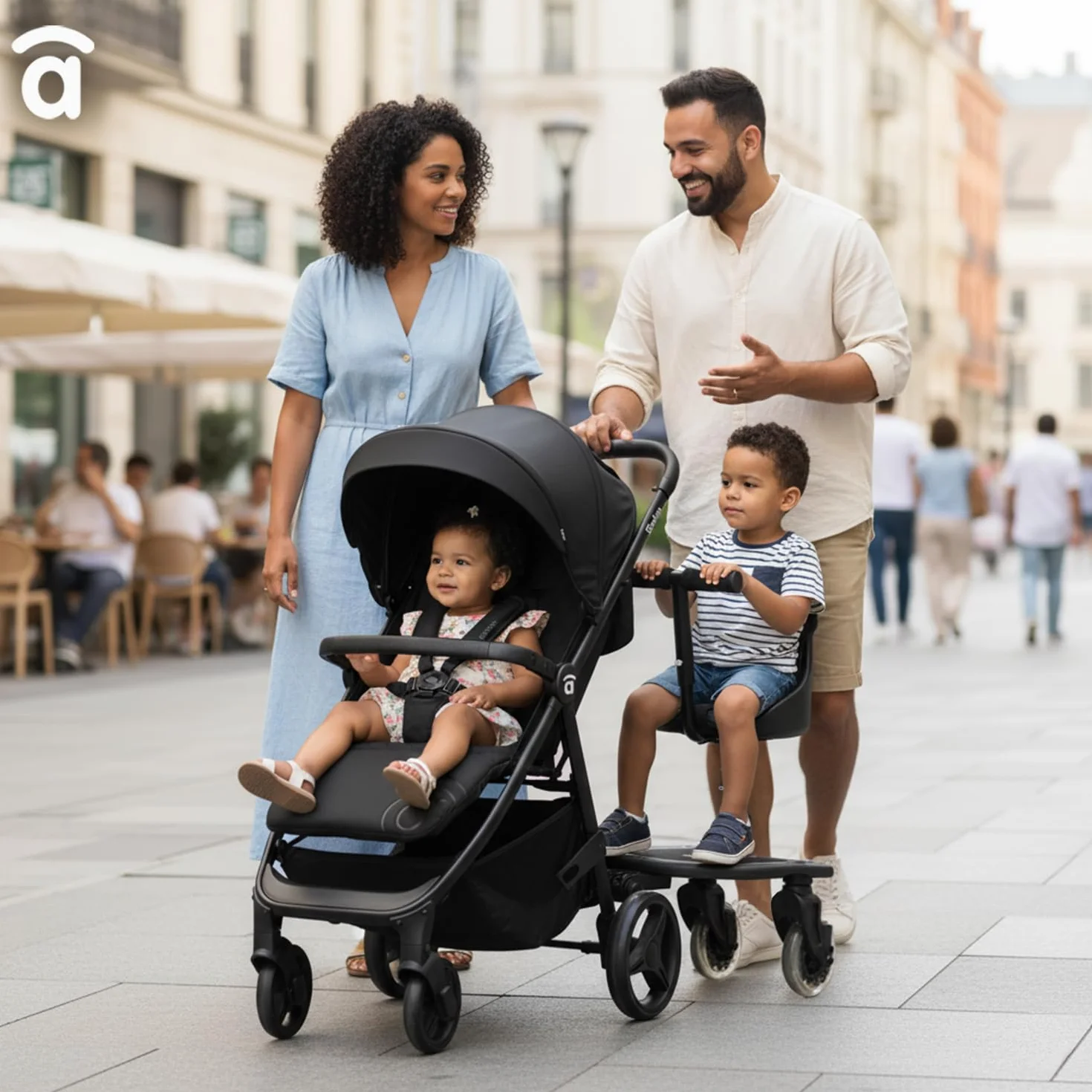 Asalvo BUGGY BOARD hulajnoga z siedziskiem do wózka spacerowego, deska do wózka dziecięcego z siedzeniem, uniwersalna deskorolka wózek dla dziecka, deska dla drugiego dziecka, akcesoria dla dzieci w