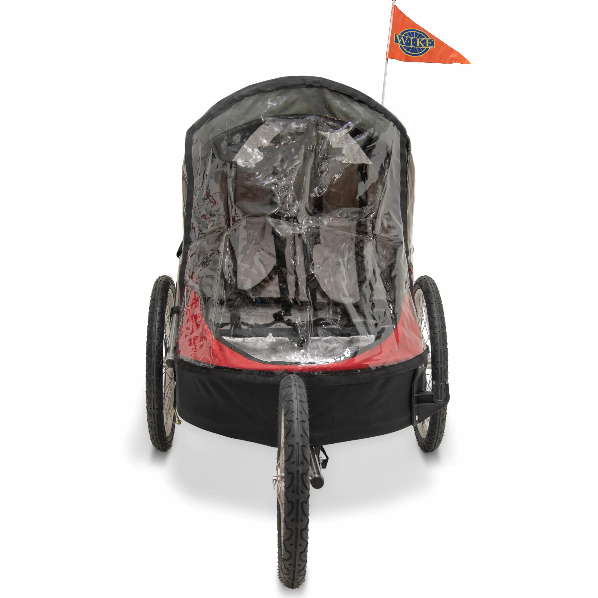 Wike Podwójna przyczepka rowerowa Premium - czerwona/szara (spacer + jogging)