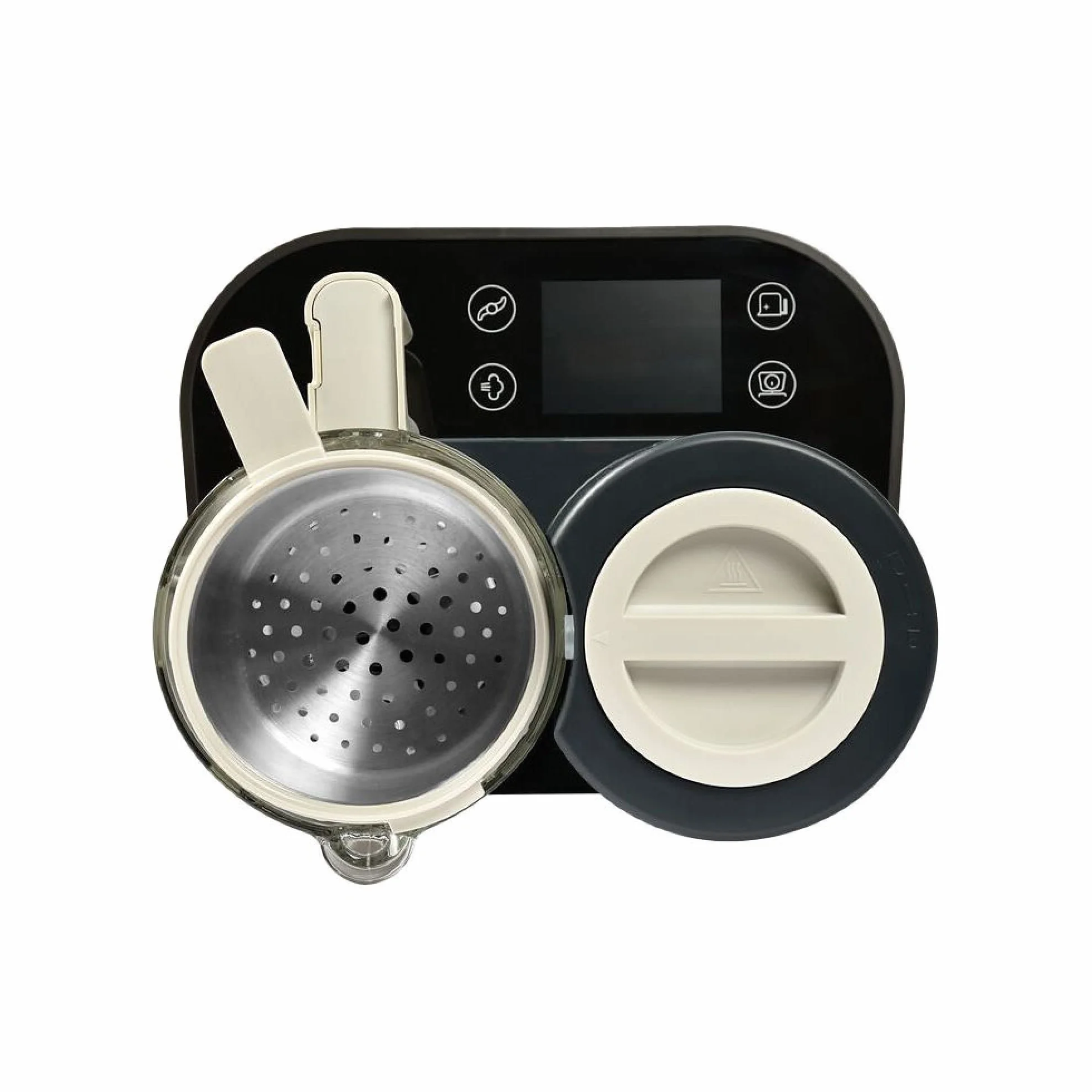 BEABA - Babycook Smart - Robot kuchenny połączony dla niemowląt - Zintegrowana waga - Szklana miska - Kosz ze stali nierdzewnej - Duża pojemność 2,25 l słodki parowy ekran dotykowy/dedykowany - Antracyt