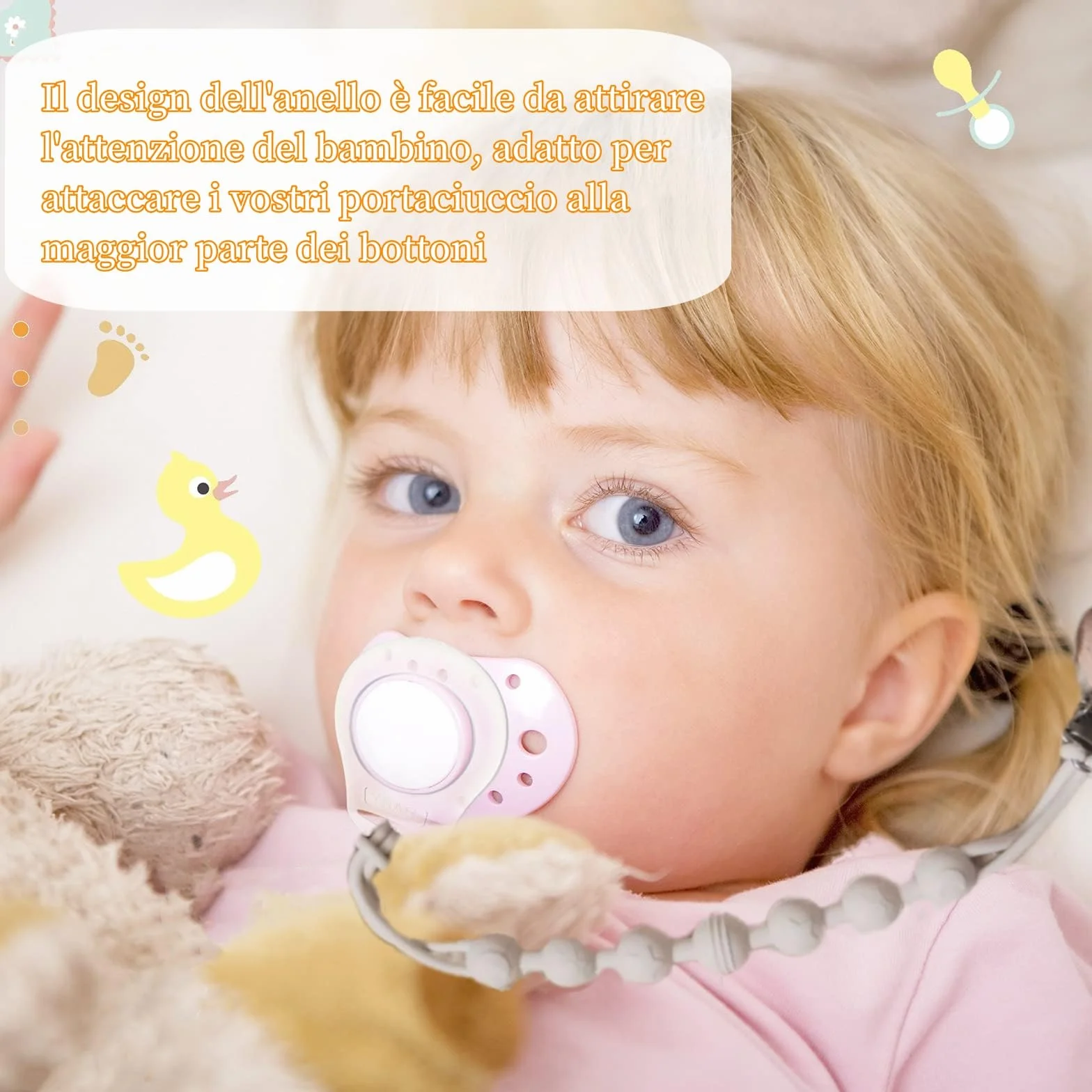 2 szt. silikonowy uchwyt na smoczek, zestaw łańcuszków na smoczek z 2 klipsami na smoczek z adapterem, uchwytem na smoczek bez BPA