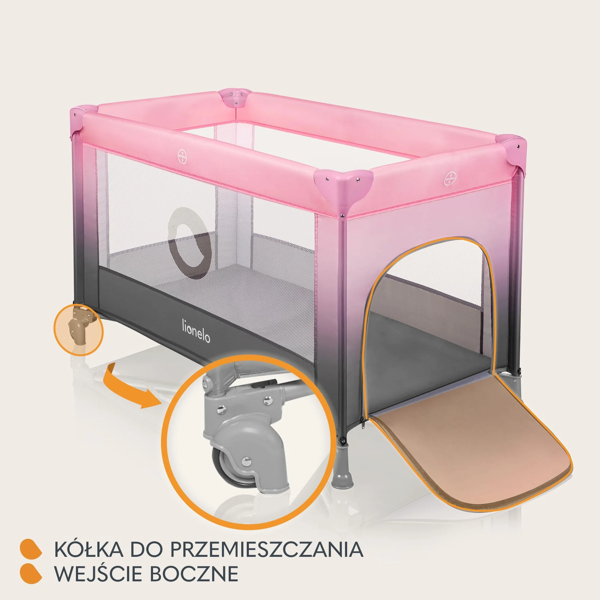 Lionelo Stefi 2 w 1 łóżeczko turystyczne, łóżko dziecięce z przewijakiem, przewiewne ścianki, system LockGuard, łóżeczko przenośne do 15 kg, składane, torba transportowa
