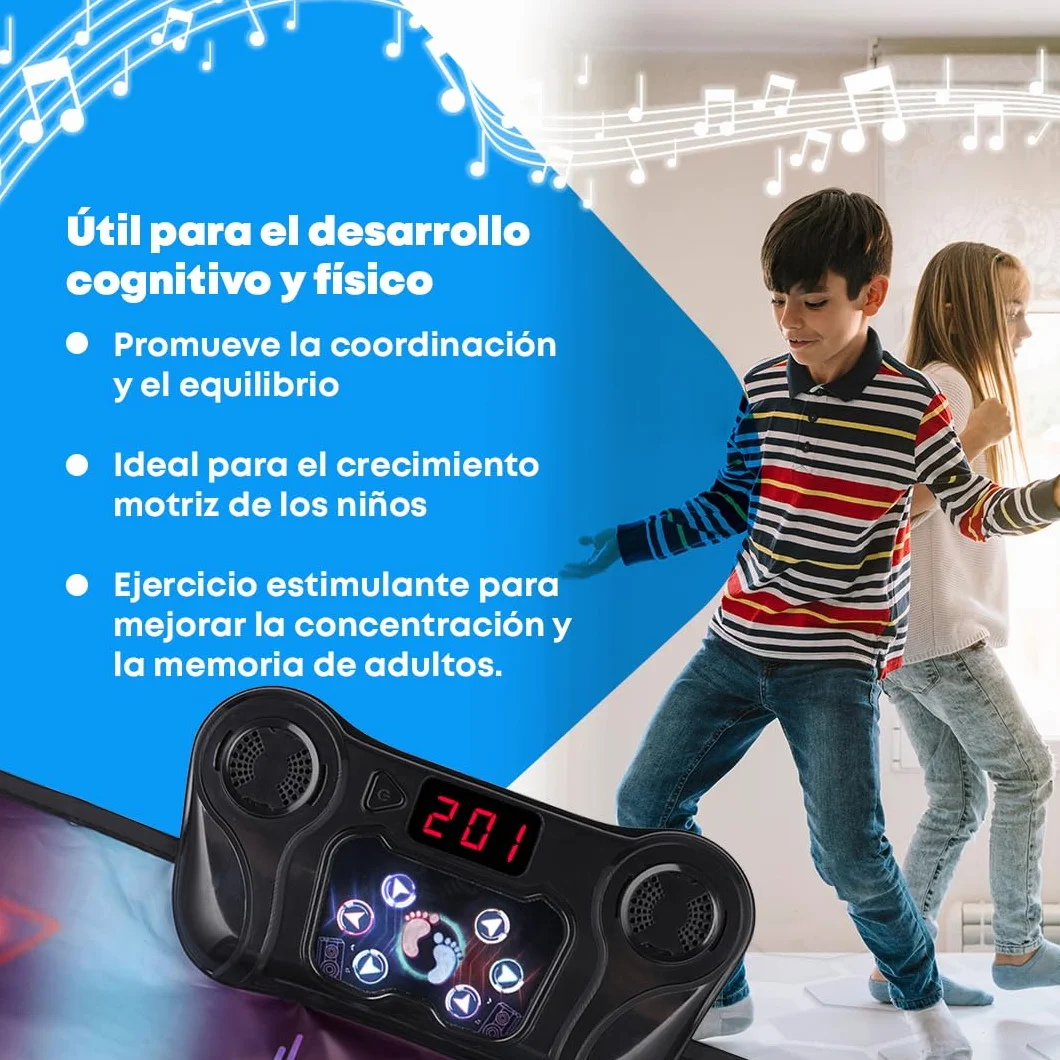 NK Mata do tańca dla dzieci +5 lat i dorosłych z Bluetooth 5.0 - Mata muzyczna LED z 7 trybami gry, prezent na urodziny, Boże Narodzenie, antypoślizgową podstawę i głośnik o regulowanej głośności (100