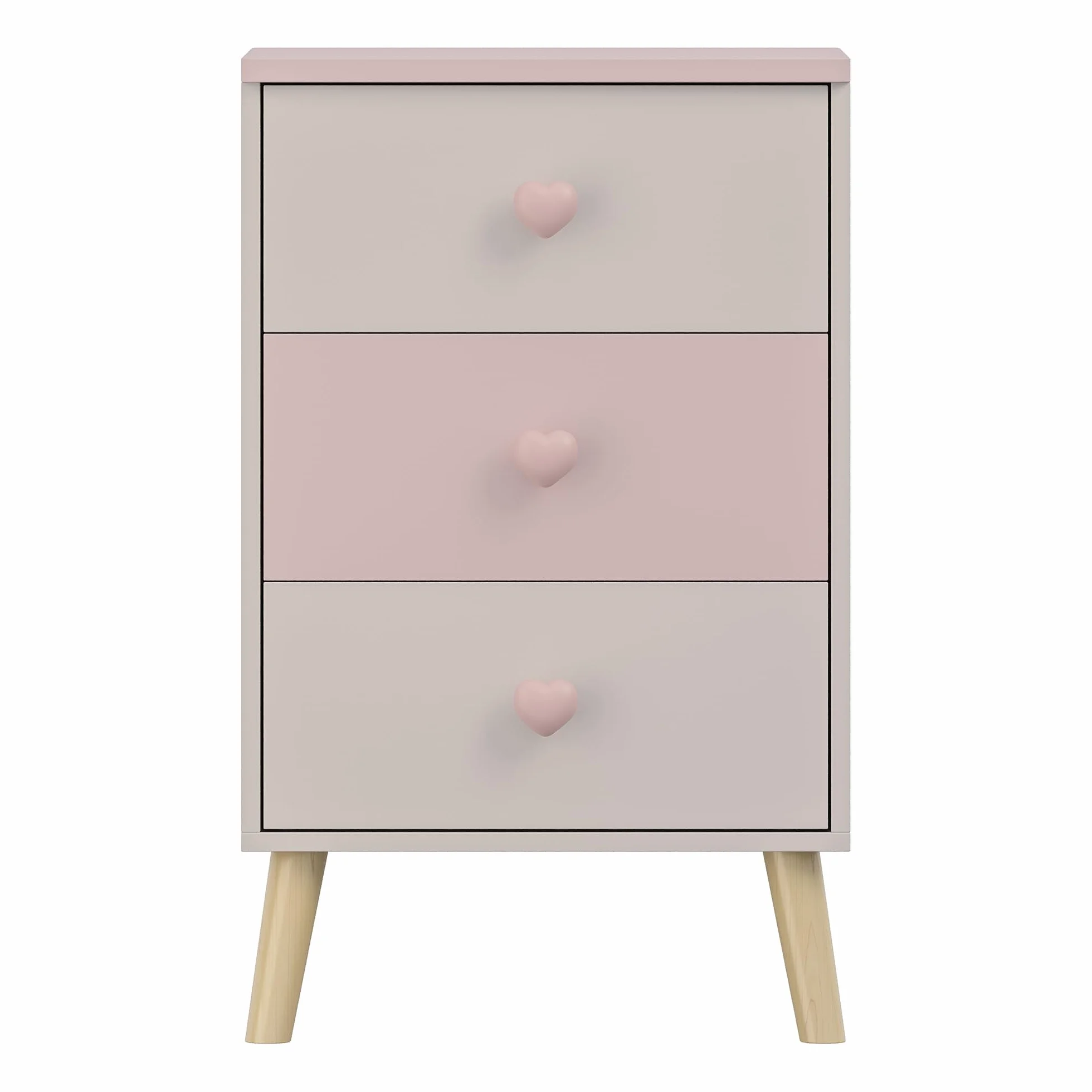 [en.casa] Komoda dziecięca z 3 szufladami Sandnes szafka z szufladami wąska 62 x 38 x 30 cm pokój dziecięcy szafka nocna drewniane nogi biały/różowy