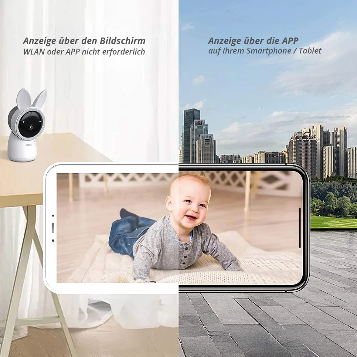 ARENTI AINanny A4 Kit Plus 4 MP video niania niania z ekranem LCD o przekątnej 12,7 cm (5"), funkcja obrotu i pochylenia z funkcją automatycznego śledzenia