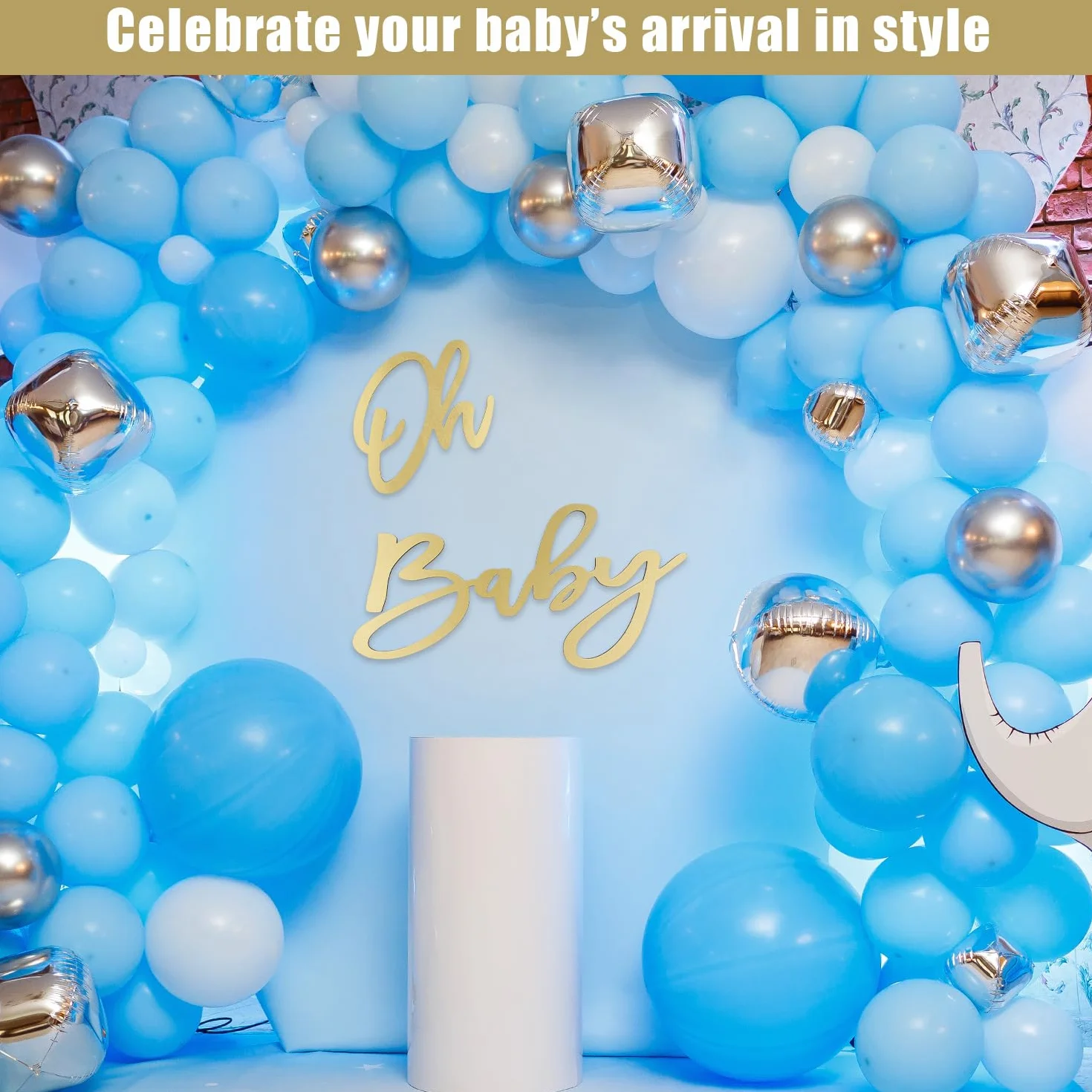 Znak Oh Baby, Drewniany Baner Zlote Litery na Tle Dekoracje baba dla Dzieci