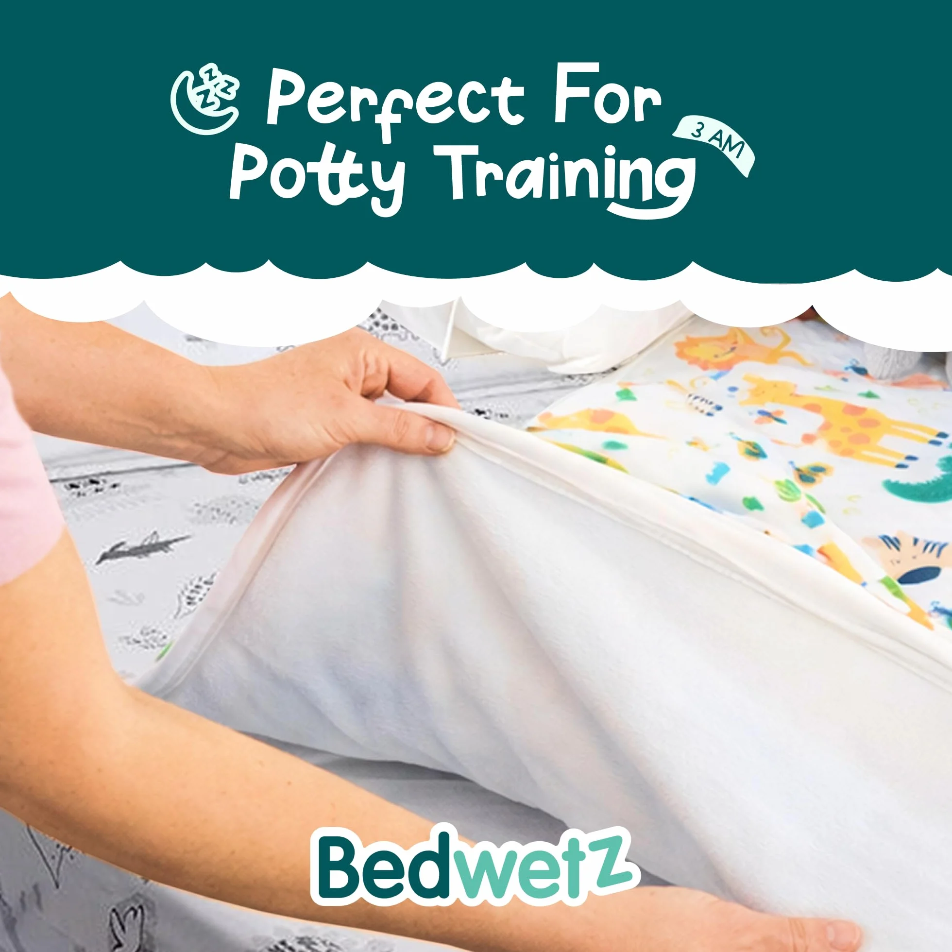 Podkładki na łóżko do nauki korzystania z nocnika, podwójne łóżko, 100% wodoodporny ochraniacz na materac, rozmiar 132 cm x 91 cm (plus zakładki) do prześcieradeł do zwilżania łóżka