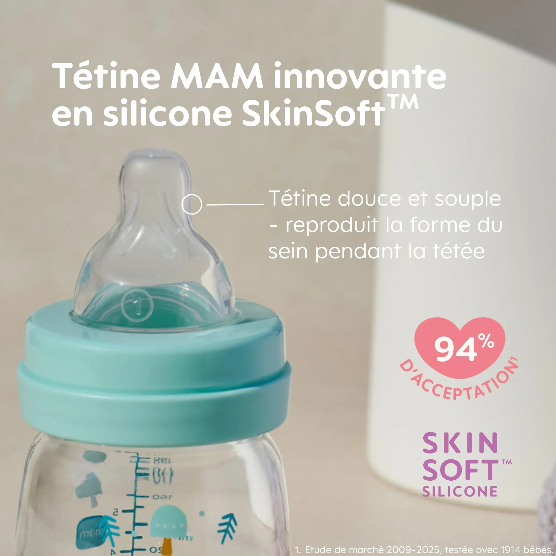 MAM Anatomiczny smoczek 1 powolny przepływ – silikon, 2 sztuki, przezroczysty