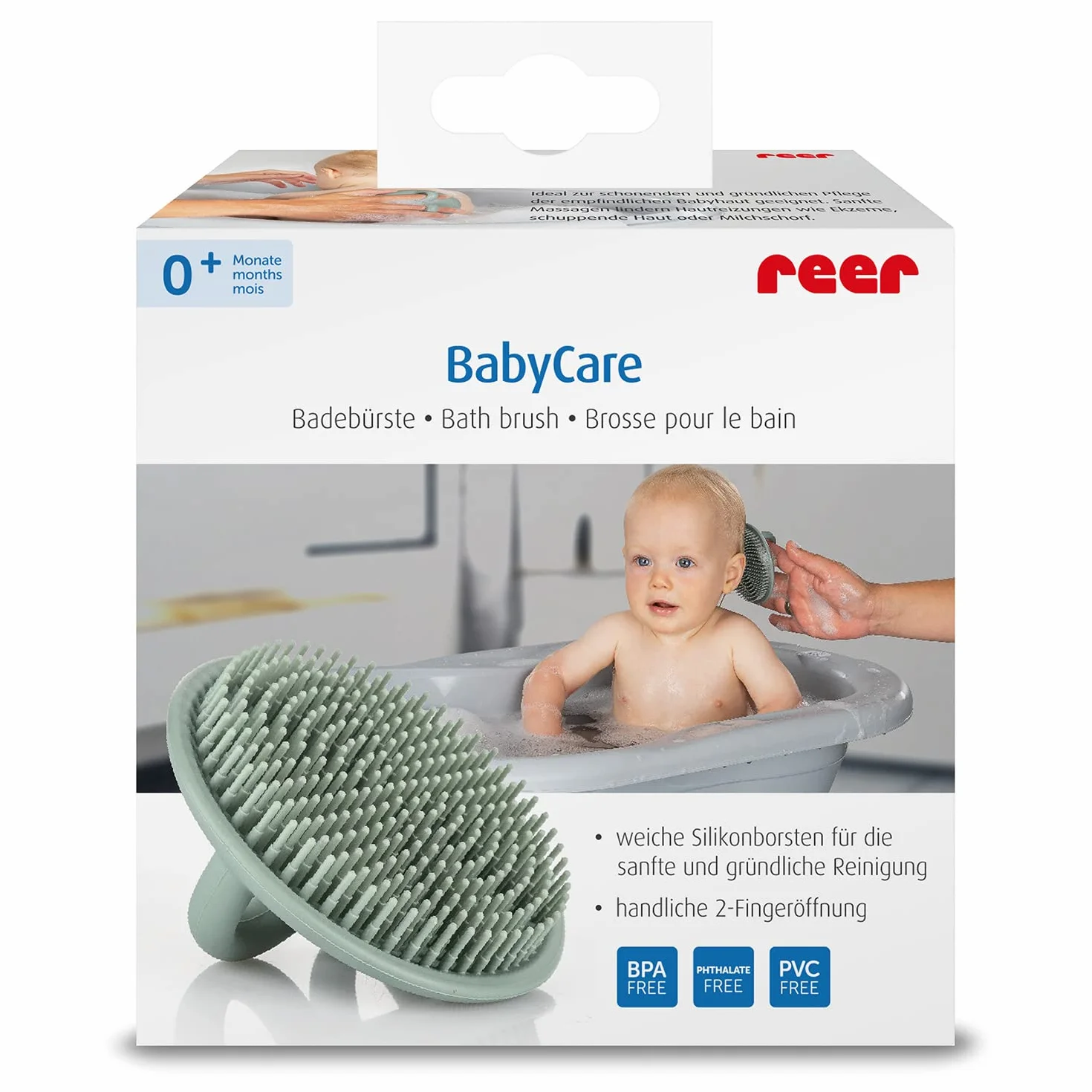 BabyCare szczotka do kąpieli z silikonu, do bardzo miękkiej i delikatnej kąpieli Twojego dziecka