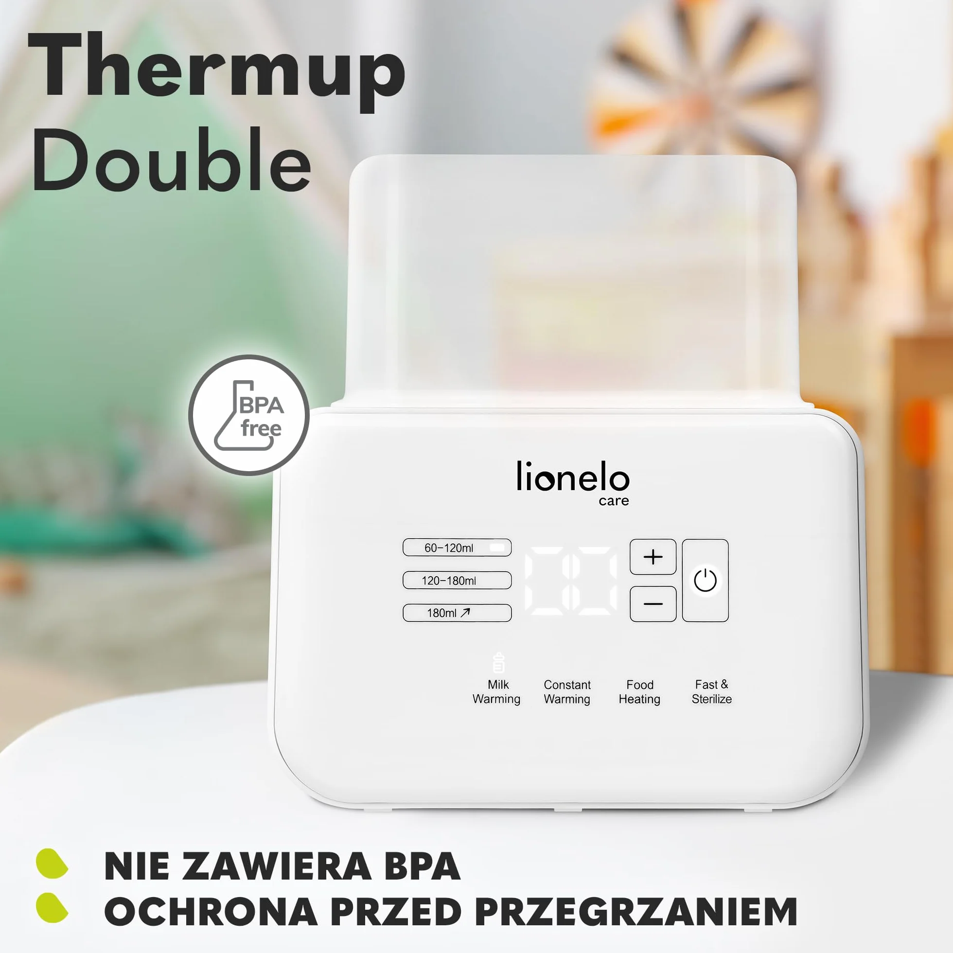 Lionelo C-THERMUP DOUBLE WHITE Podgrzewacz, Biały, ‎13,5 x 20,5 x 22,5 cm; 750 g