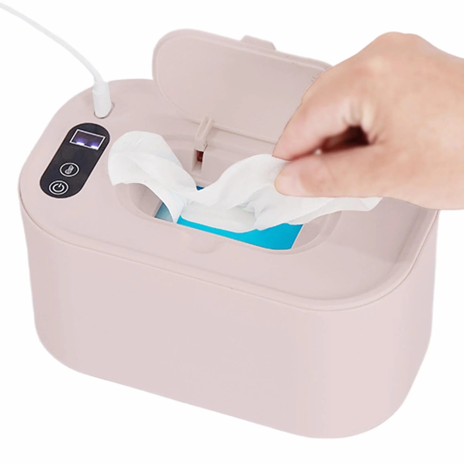 Podgrzewacz do chusteczek dla niemowląt, podgrzewacz do chusteczek USB przenośny dozownik chusteczek na pieluchy, cyfrowy podgrzewacz do chusteczek na pieluchy