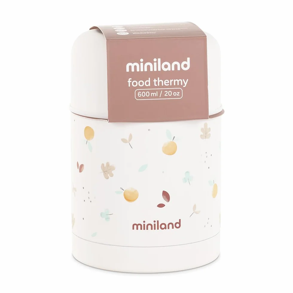 Miniland Food Thermy Valencia 600 ml. Termo do stałej żywności, z podwójną warstwą stali, która utrzymuje temperaturę żywności przez wiele godzin. Kolekcja Valencia