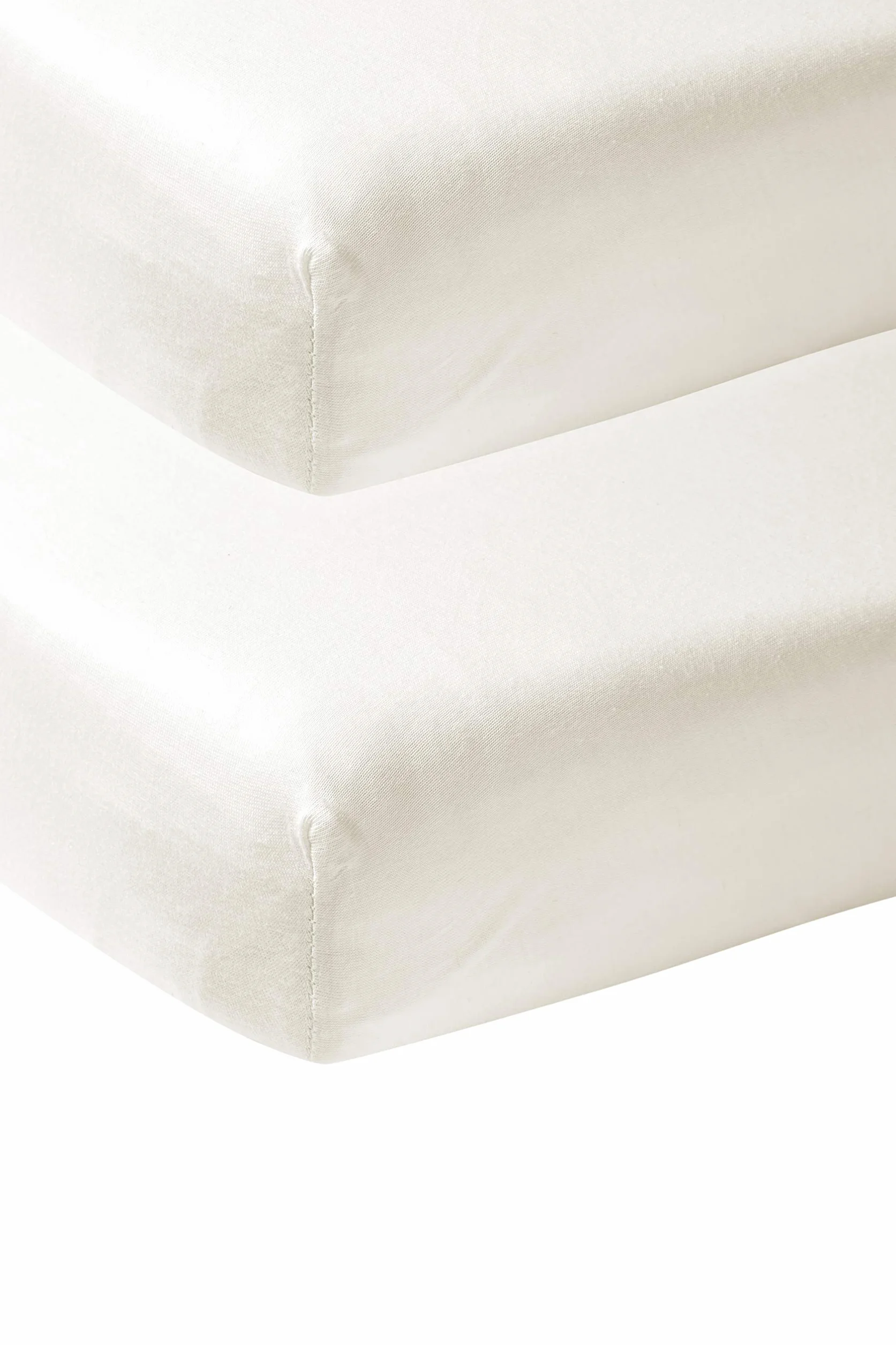 Meyco 565201 2-Pack Fitted Sheet, Junior Bed, Offwhite