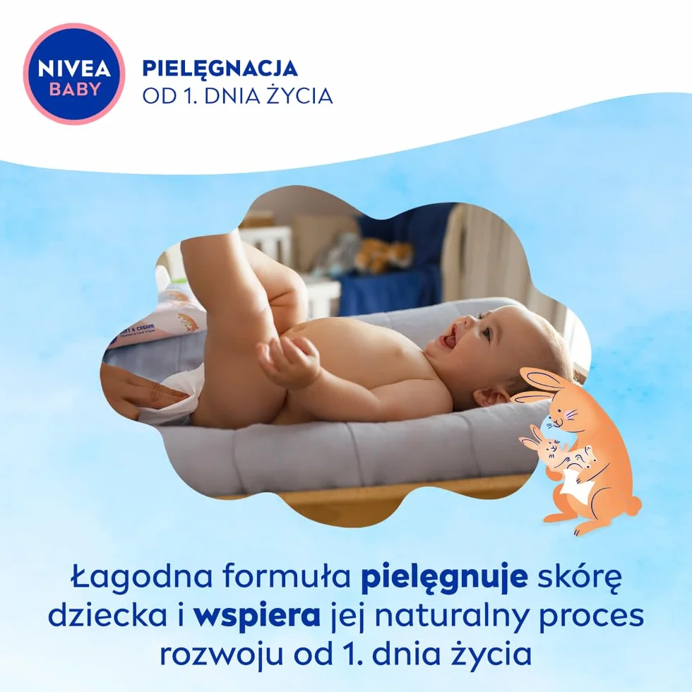 NIVEA BABY Chusteczki Biodegradowalne Soft & Cream Opakowanie Ekonomiczne, 4x 57pcs