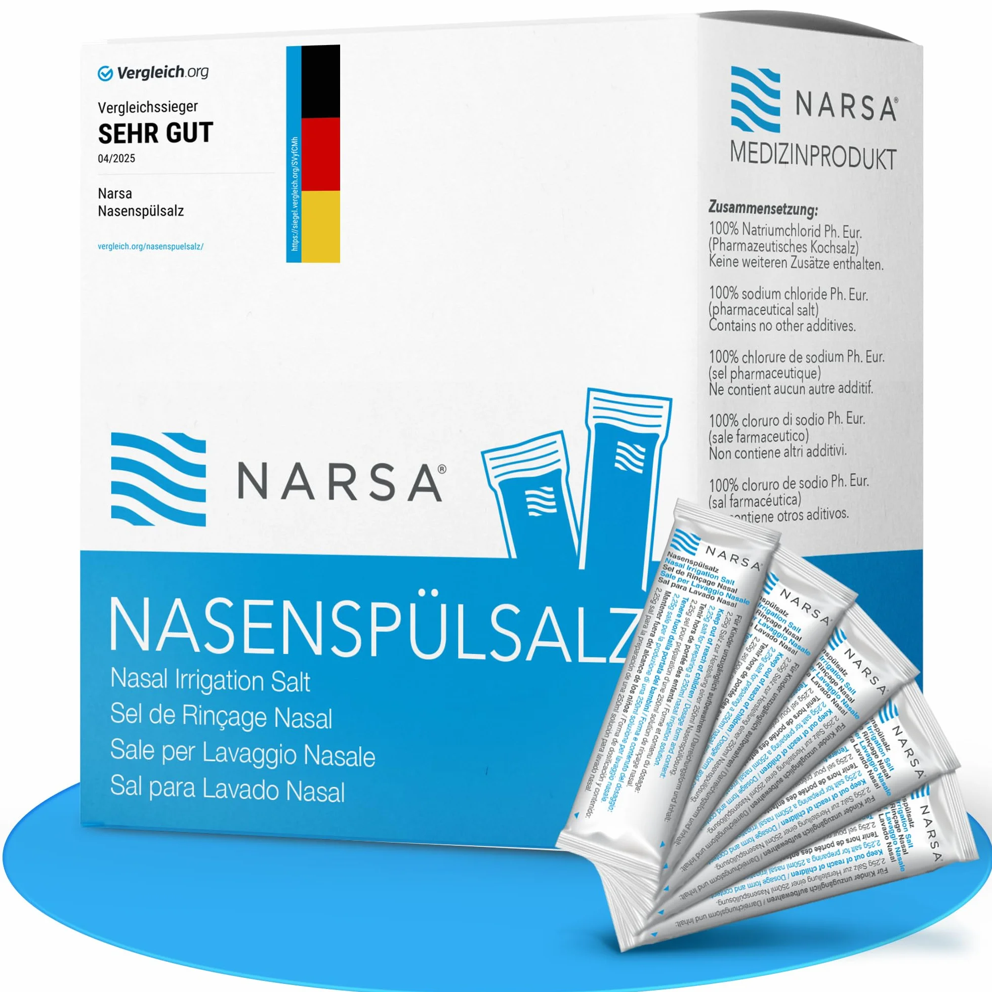 30 x sól do płukania nosa · duże opakowanie · praktyczne pałeczki · NARSA® sól do nosa do nosa