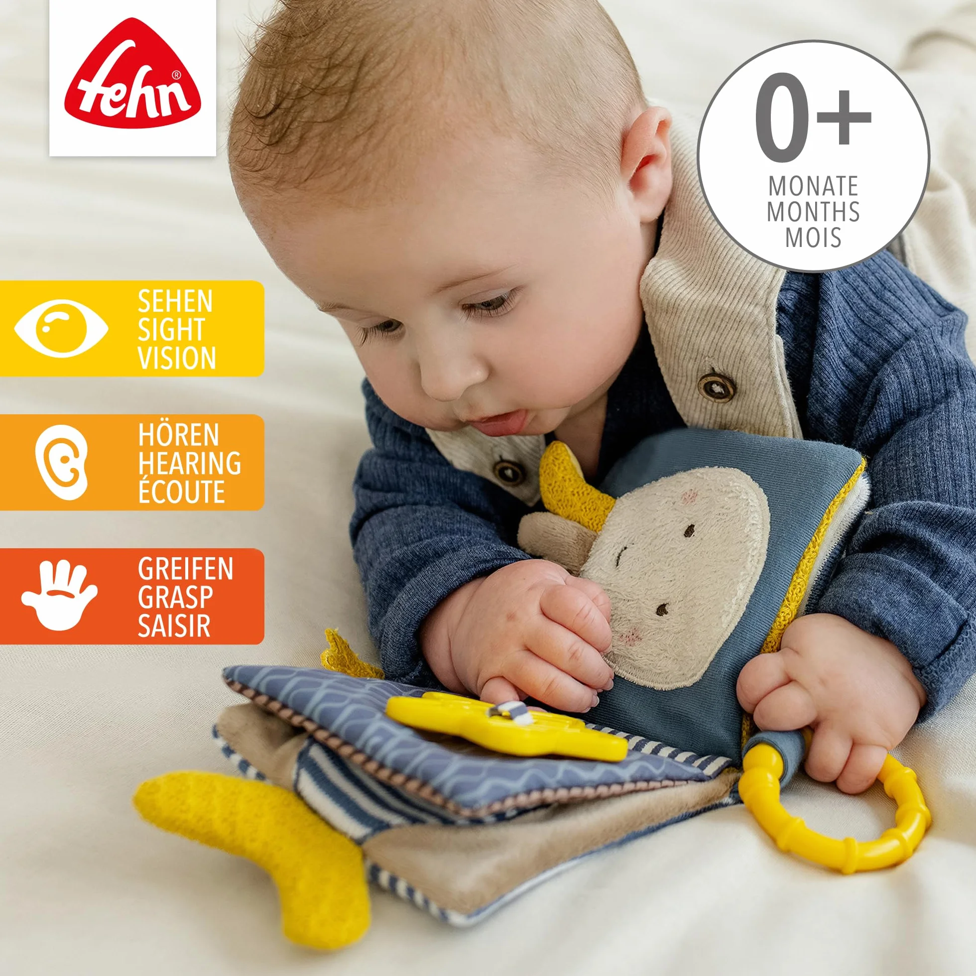 Fehn Stoffbuch Otter – Fühlbuch mit Tier-Motiven: 8 Seiten mit spannenden Farben & Funktionen zum Fühlen, Greifen und Staunen - ein perfekter Begleiter für zuhause & unterwegs