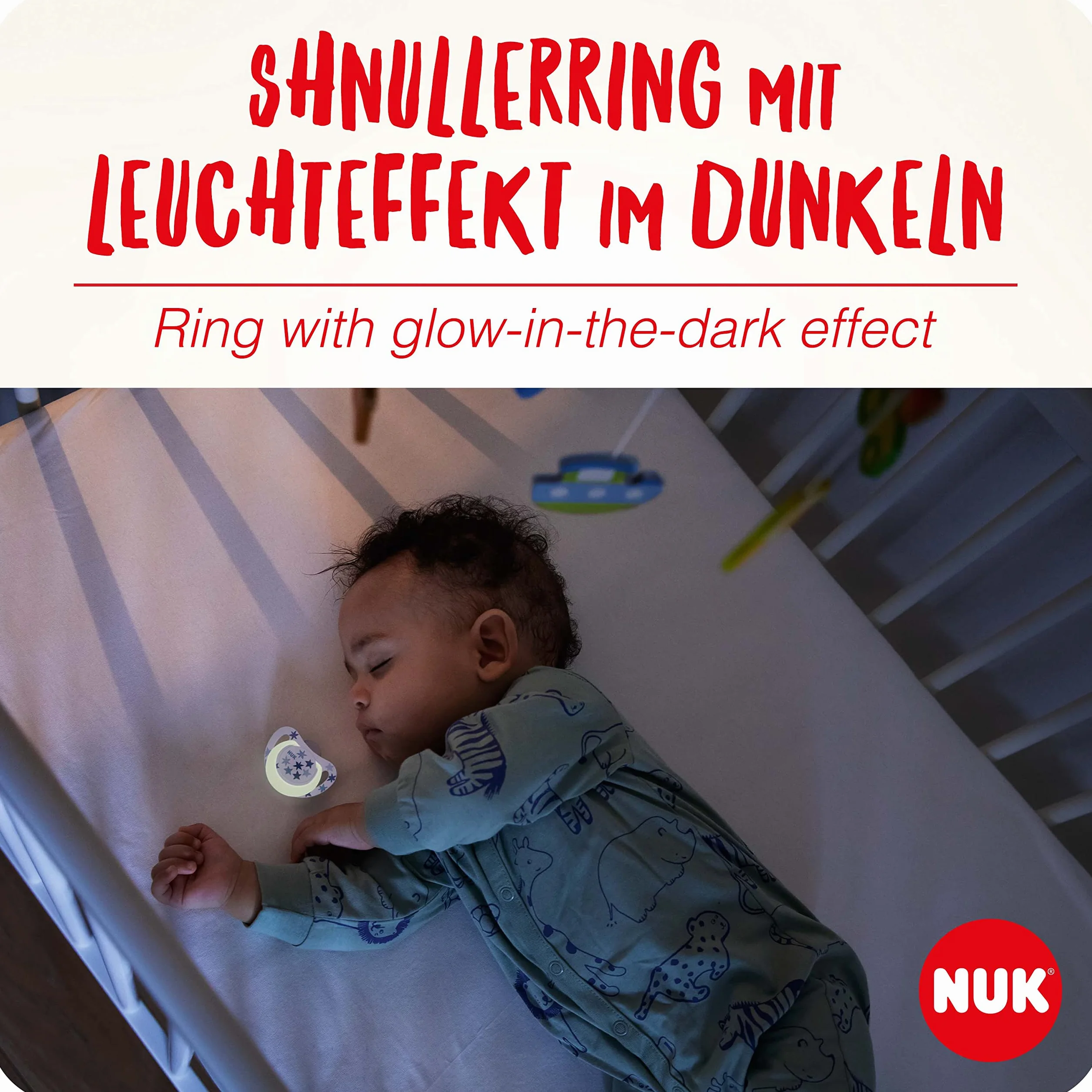 NUK Smoczek dla niemowląt Star Day & Night, 18-36 miesięcy, uspokaja 99% dzieci, silikonowy smoczek bez BPA, z efektem świetlnym ułatwiającym znalezienie w ciemności, krokodyl, 4 sztuki