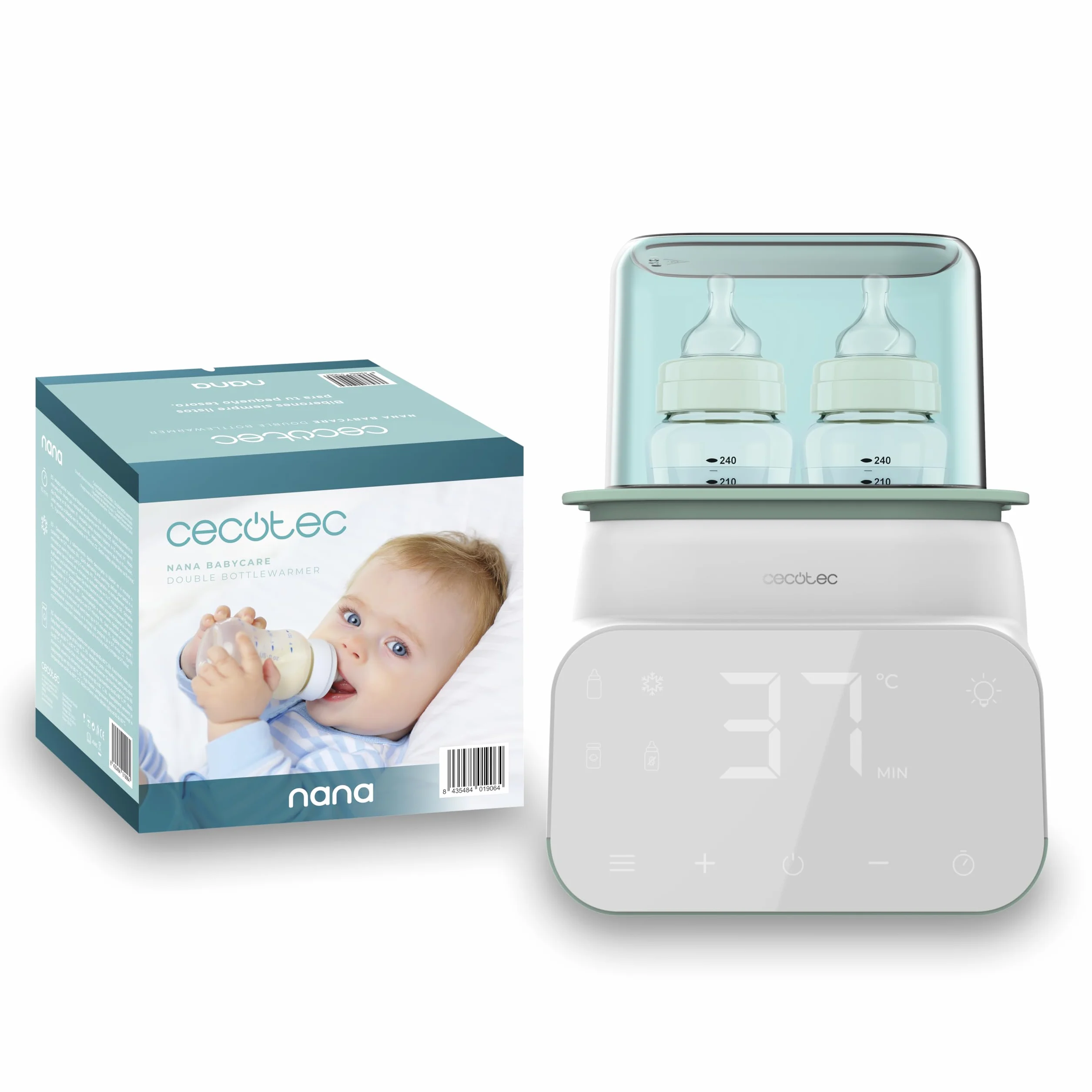 Cecotec Sterylizator do butelek Nana BabyCare Double BottleWarmer, 4 tryby, kosz na butelkę, nie zawiera BPA, bezpieczny do przechowywania wody, mleka i żywności