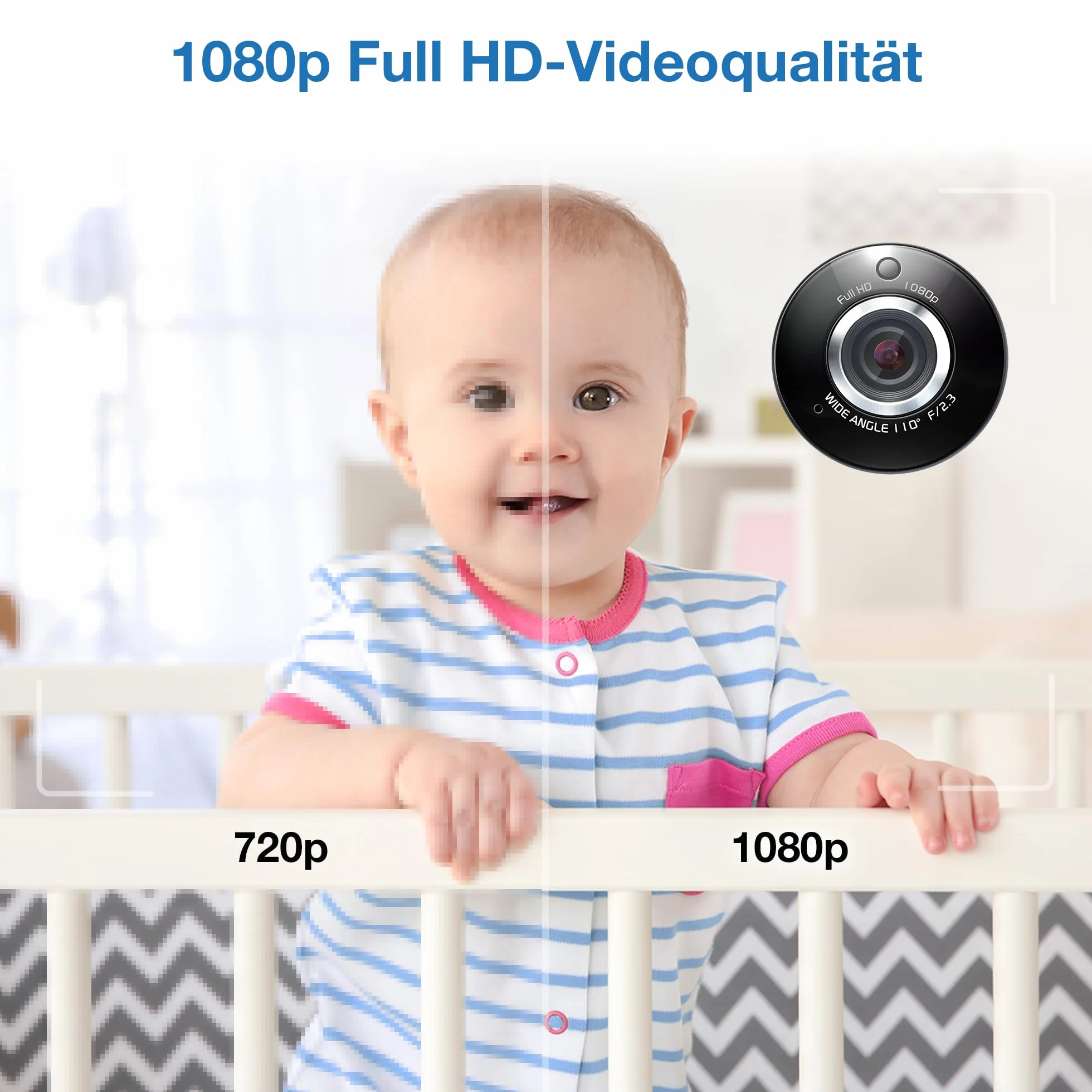 Vtech RM7764HD z kamerą 1080p WiFi Remote Access, wideo o przekątnej 7", 360° Pan i Tilt, z kamerą HD Night Vision 2-Way Talk czujnik temperatury, iOS i Android
