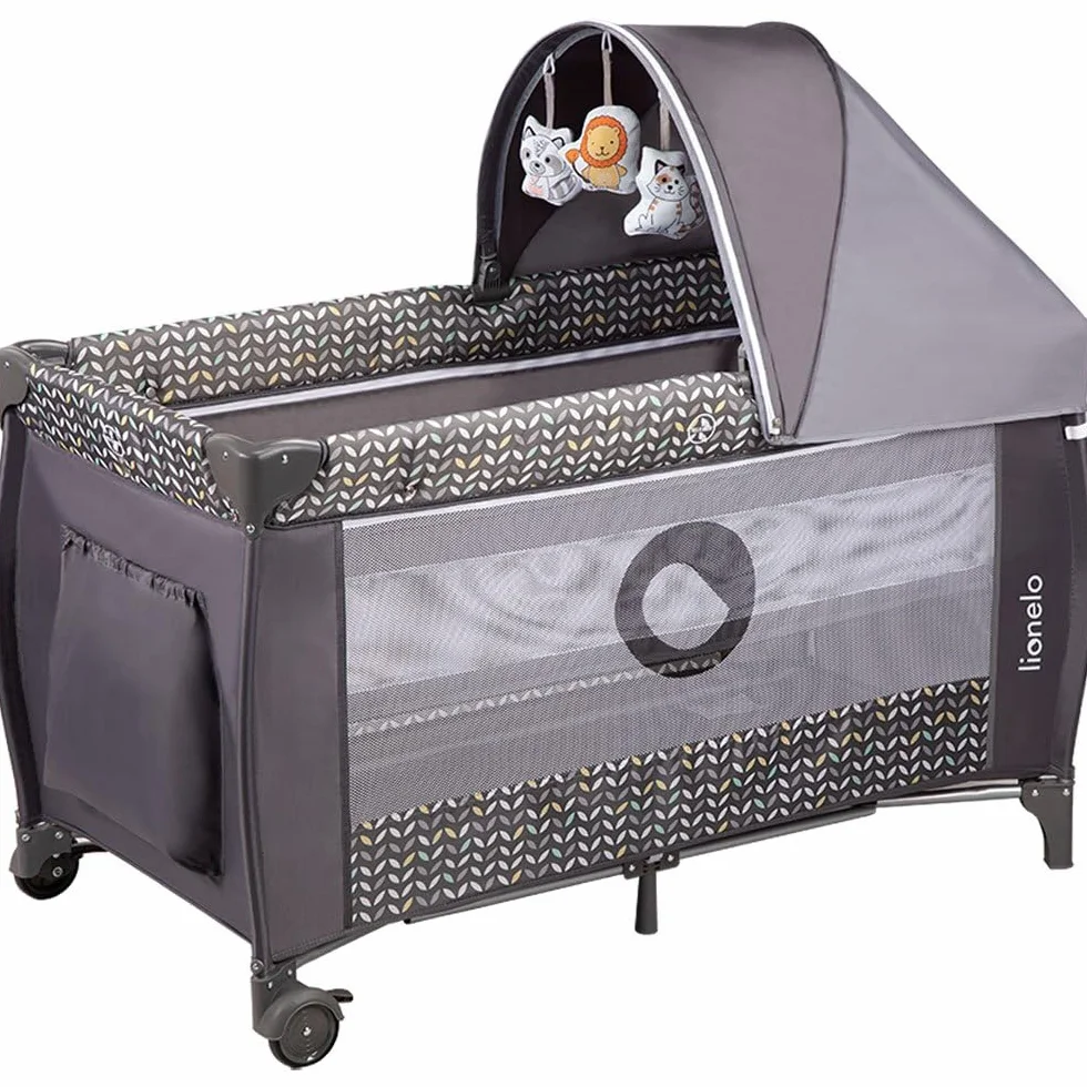 Lionelo LO-SVEN PLUS GREY SCANDI Wielofunkcyjne Łóżeczko dla Dzieci, Grey Scandi, 125 x 77 x 65 cm