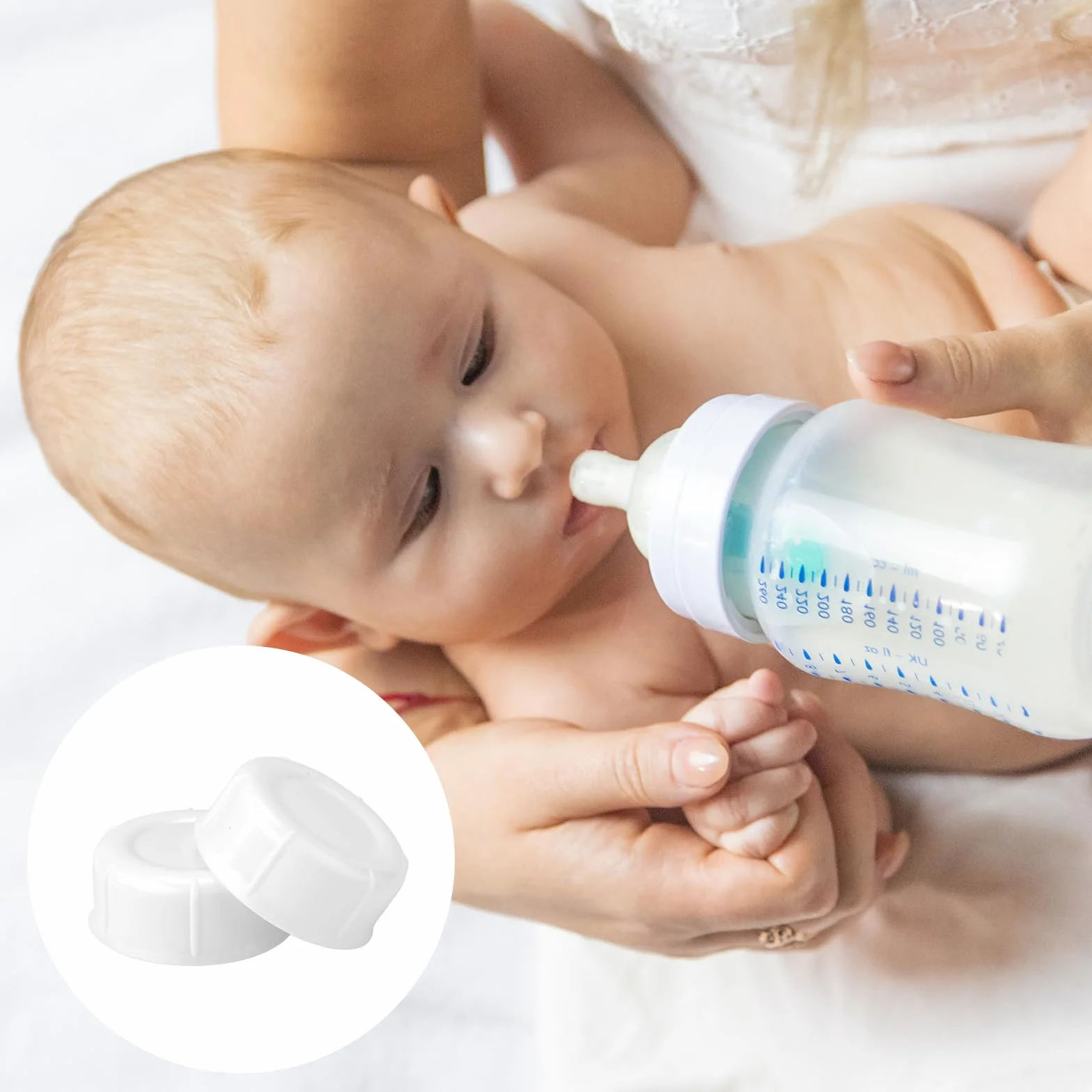 10szt Wąskie Zakrętki do Butelek dla Dr Brown & Medela Niemowląt, Bez BPA Podróżne i Przechowywania Zamienniki Zakrętek Butelek Niemowląt z Uszczelką do Ameda Butelek Niemowląt (Białe)