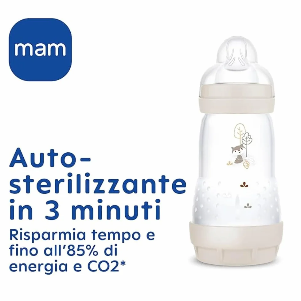 MAM Butelka Easy Start 320 ml (zestaw 2 sztuk), butelka antykolkowa do karmienia piersią, redukuje pęcherzyki powietrza i ryzyko kolki, akcesoria dla niemowląt od 4 miesięcy ze smoczkiem rozmiar 3