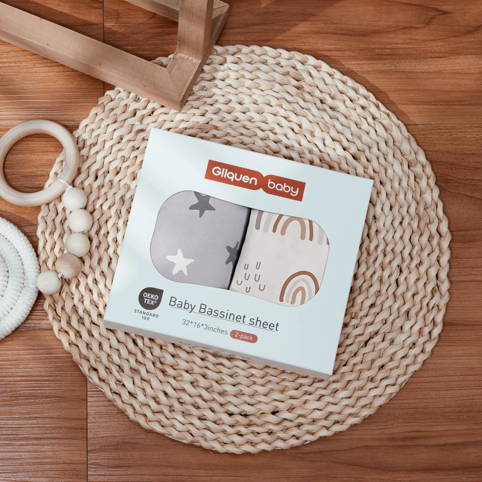 GLLQUEN BABY Prześcieradło z gumką Moses Basket dla noworodków, 100% mikrofibra, Oeko-tex100, przytulne i oddychające prześcieradła do łóżeczka dziecięcego dla chłopca i dziewczynki, łatwe w
