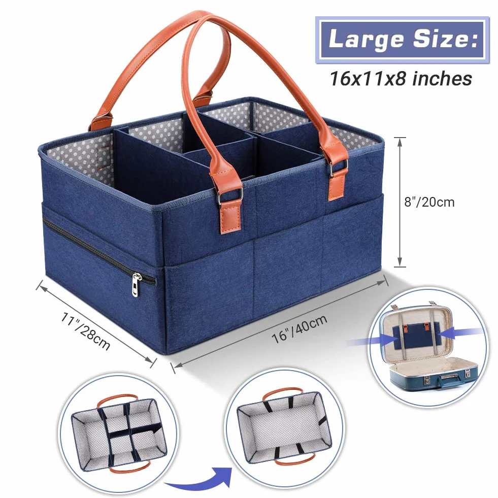 Baby Windel Caddy Organizer, Tragbare Wickeltisch Organizer Windel Ablagekorb Auto Reise Ablagekorb Windeln Aufbewahrungsbox Mit Austauschbaren Fächern