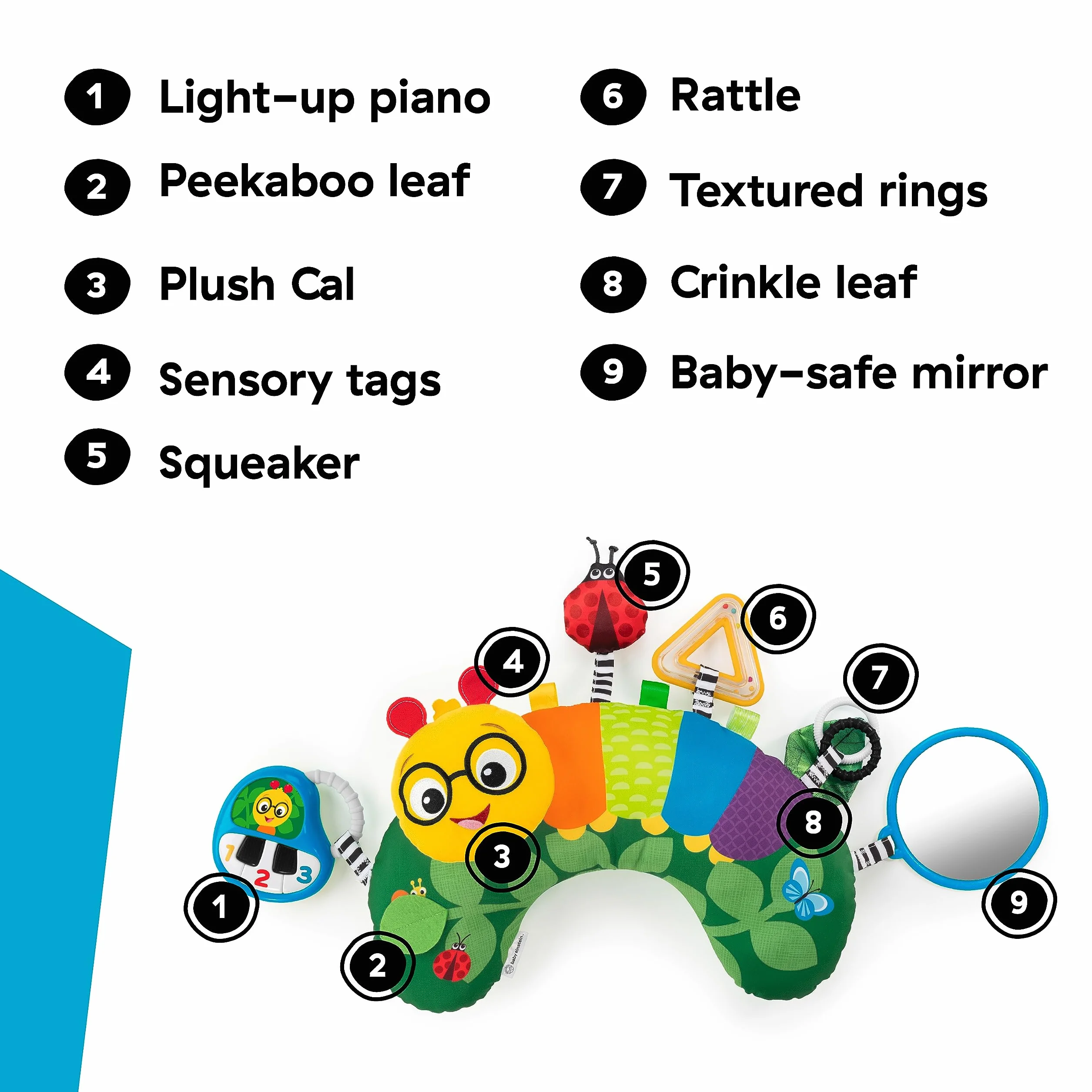 Baby Einstein, Cal-a-Pillow poduszka do aktywności na brzuchu, multisensoryczna, od 0+ miesięcy
