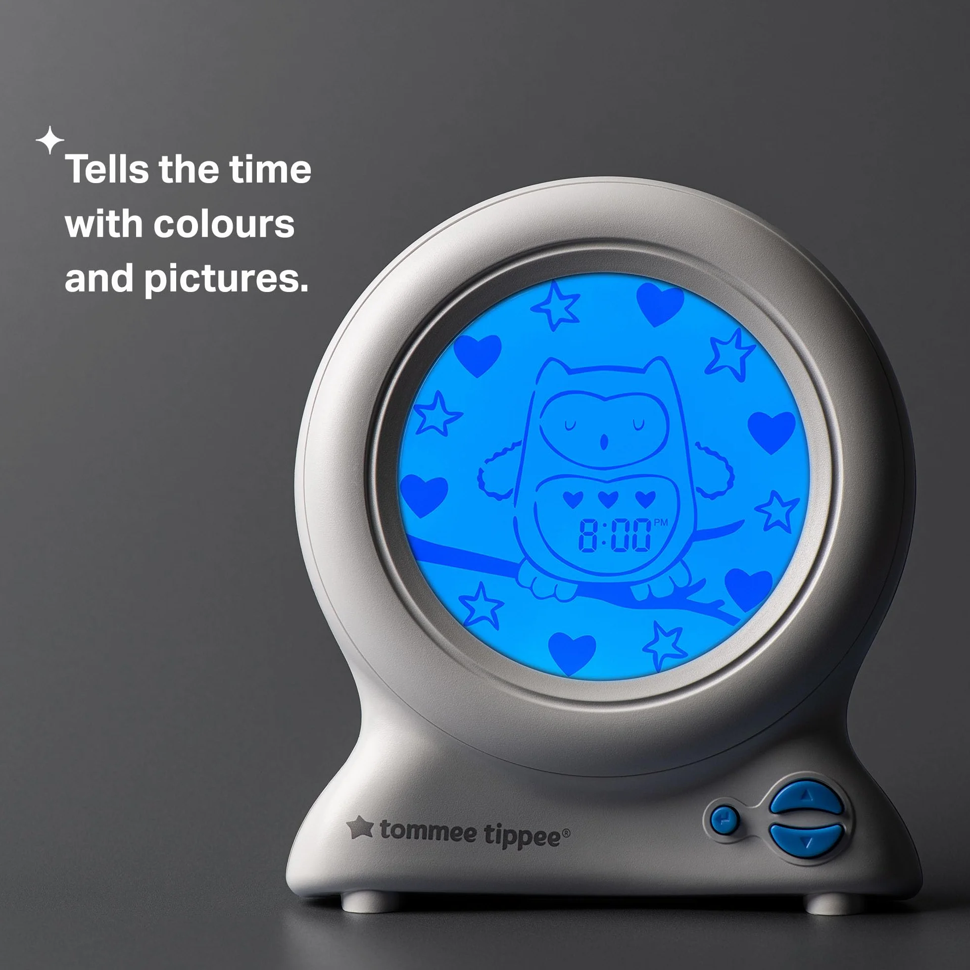 Tommee Tippee Groclock zegar i trener snu, budzik i lampka nocna dla małych dzieci, z portem USB