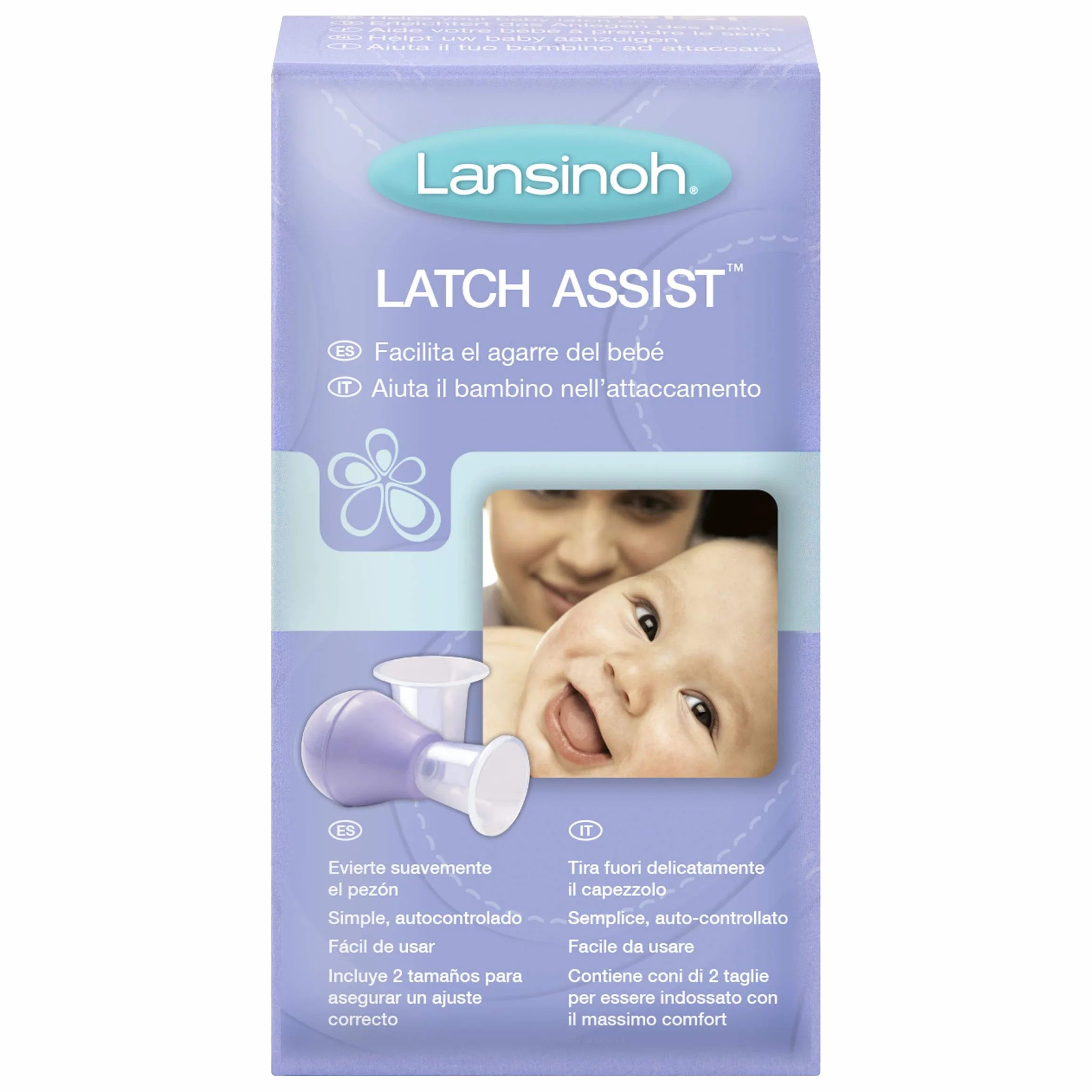 Lansinoh Latch Assist Nipple Everter with Case for Breastfeeding mums, offers temporary correction of flat or inverted nipples, 2 size cones within the pack and hygienic carry case
