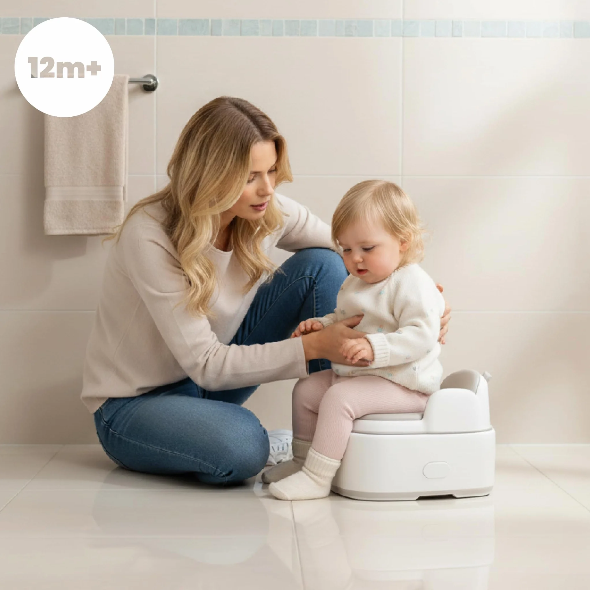 sun baby Nocnik dla dzieci 1-6 lat - nakładka na toaletę, podnóżek - antypoślizgowa baza, miękkie siedzisko, wysokie oparcie, higieniczna pokrywka - Biały-Szary