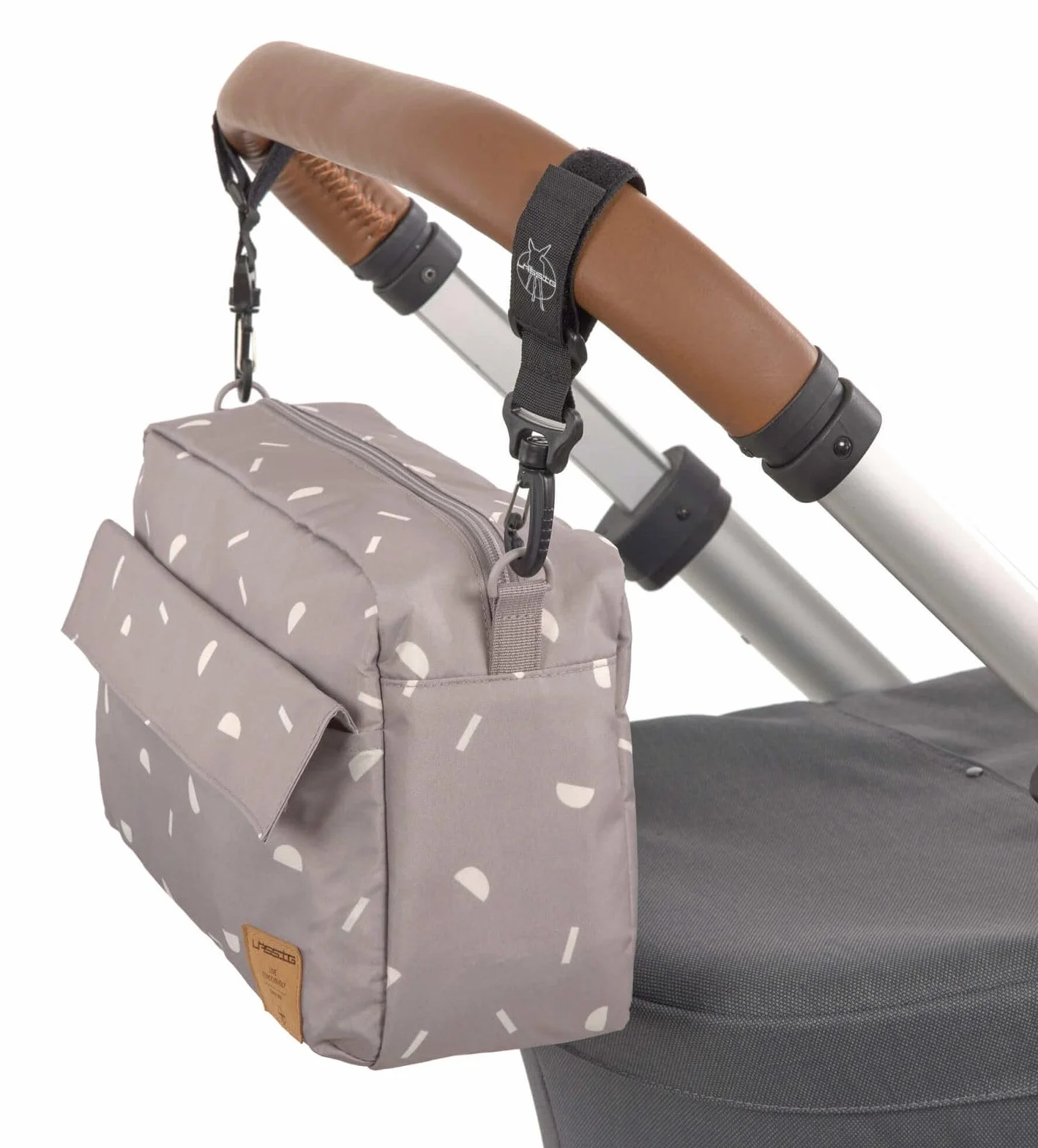 LÄSSIG Organizer do wózka dziecięcego, torba na ramię, torba do wózka dziecięcego, w zestawie z mocowaniem do wózka dziecięcego / Casual Buggy Organizer Bag Blocks Taupe