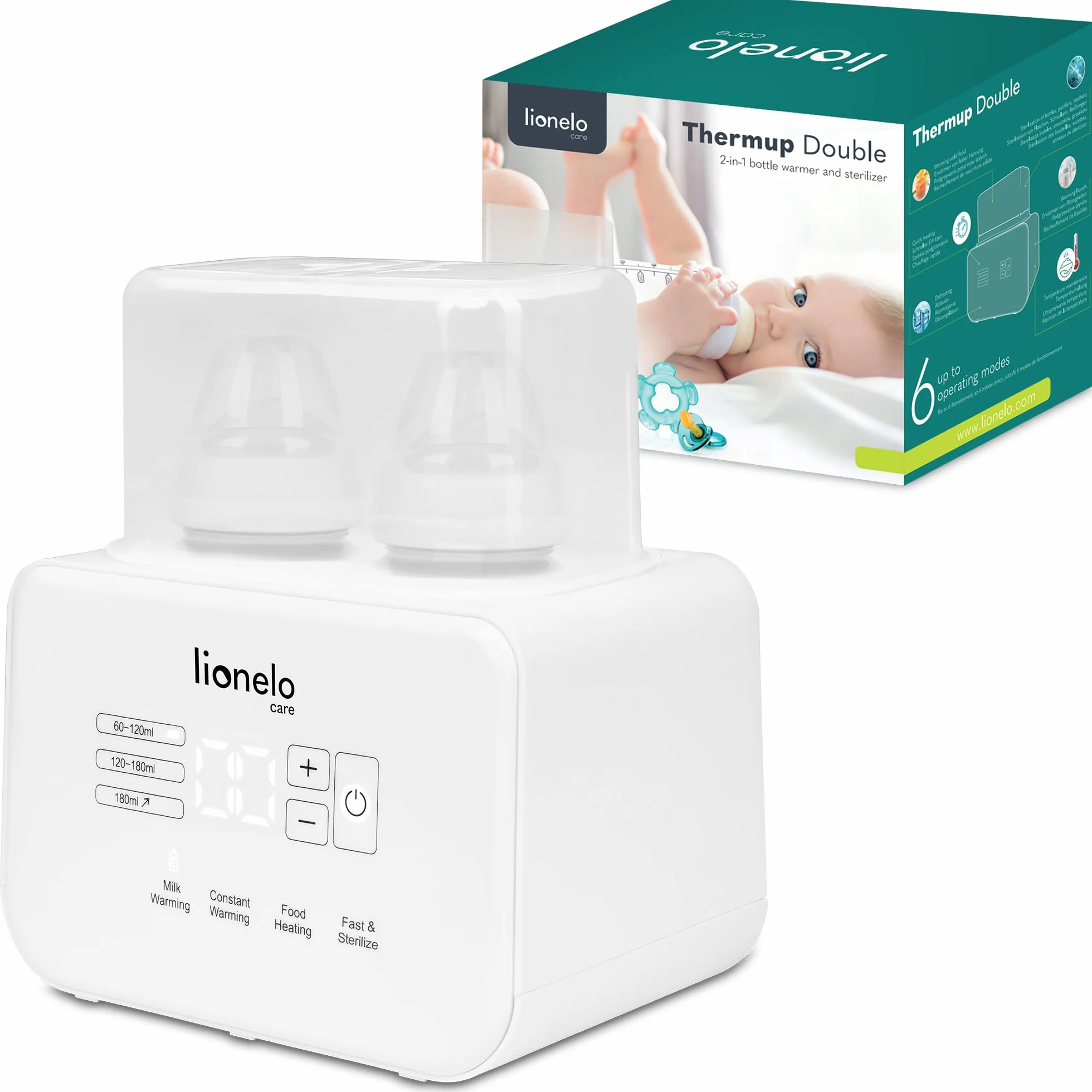 Lionelo C-THERMUP DOUBLE WHITE Podgrzewacz, Biały, ‎13,5 x 20,5 x 22,5 cm; 750 g