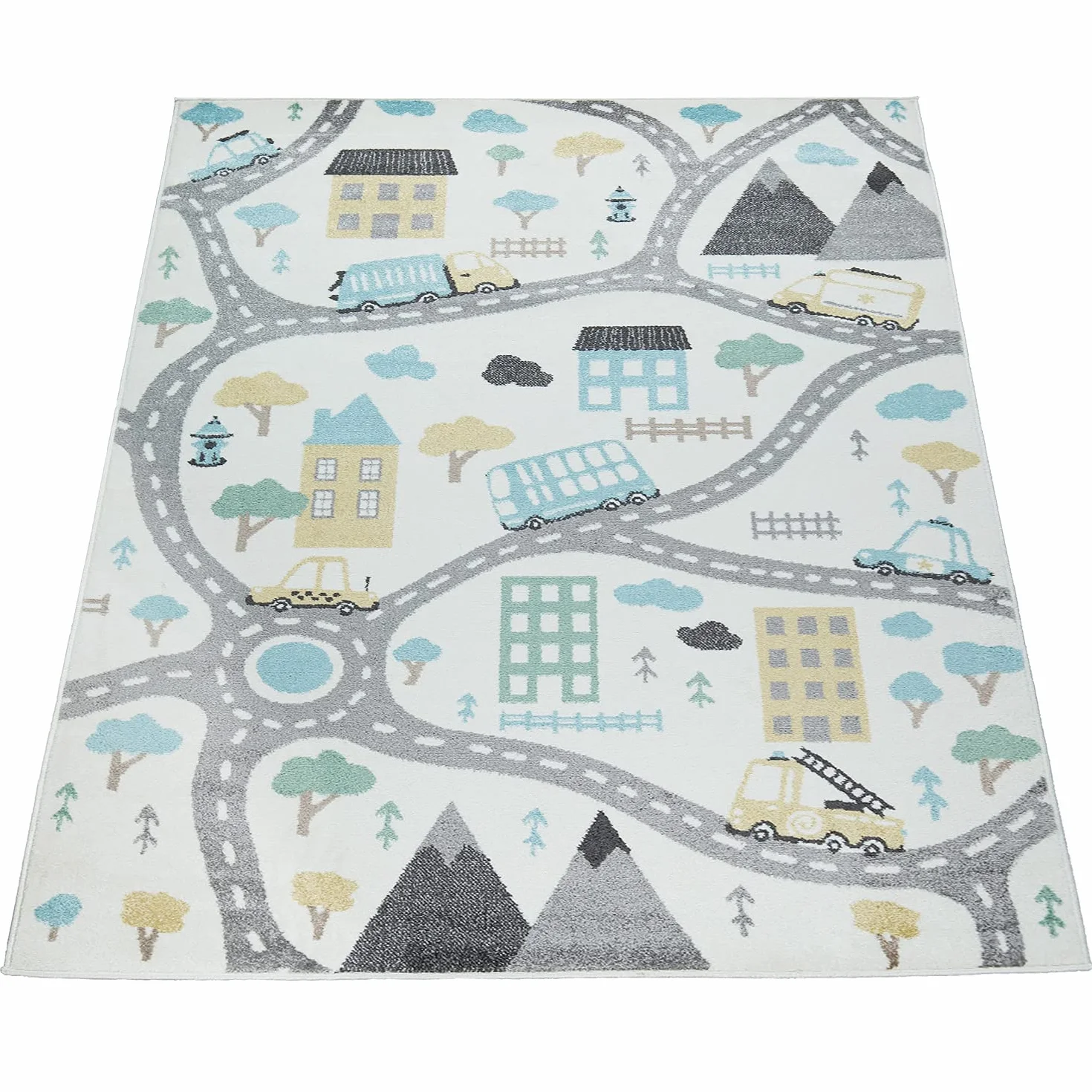 Paco Home Dywan Dzieci璚y Dywan Do Pokoju Dzieci璚ego Pastelowy Ch這piec Dziewczynka Auta Kremowy Petrolowy Szary 草速y Ulica Dom Antracyt, Rozmiar:80x150 cm
