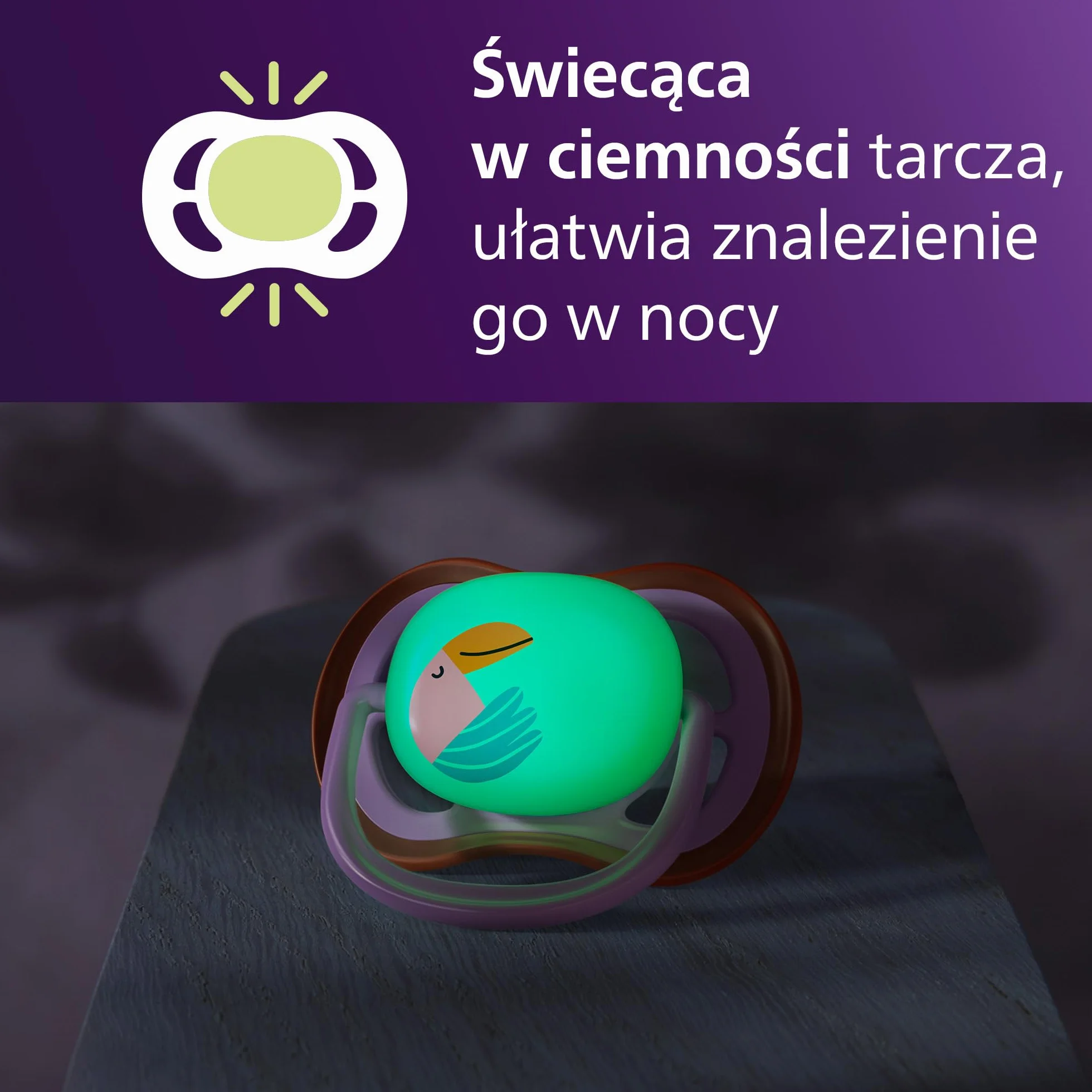 Philips Avent Ultra Air Nighttime Smoczki — ortodontyczny smoczek dla dzieci w wieku ponad 18 miesięcy, świecący w ciemności, wyjątkowo sztywna symetryczna silikonowa końcówka, 2 sztuki, SCF376/33