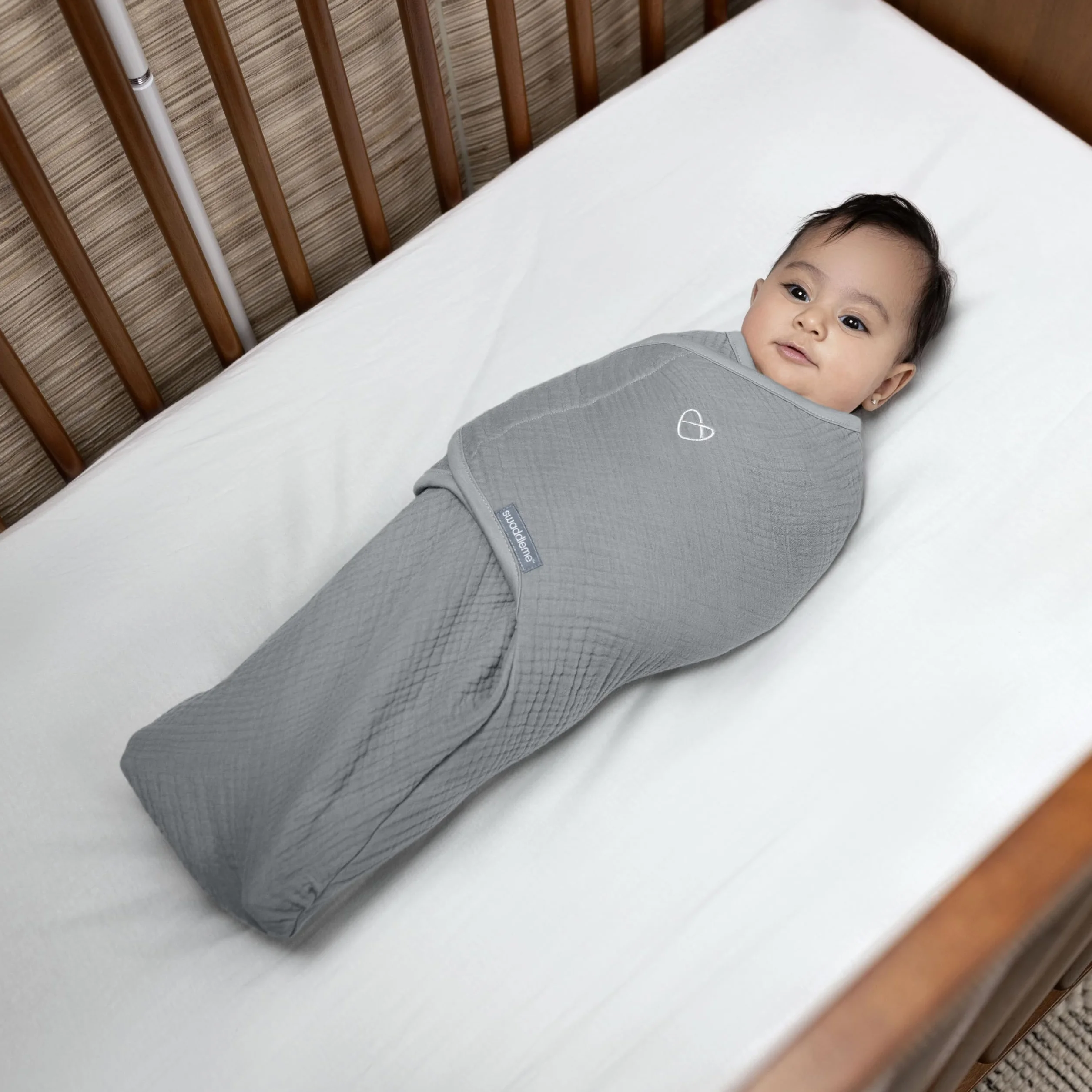 SwaddleMe by Ingenuity, oryginalny muślin, rozmiar 0-3 miesiące, 3,2-6,4 kg, 1 szt., 1,0 TOG - granit