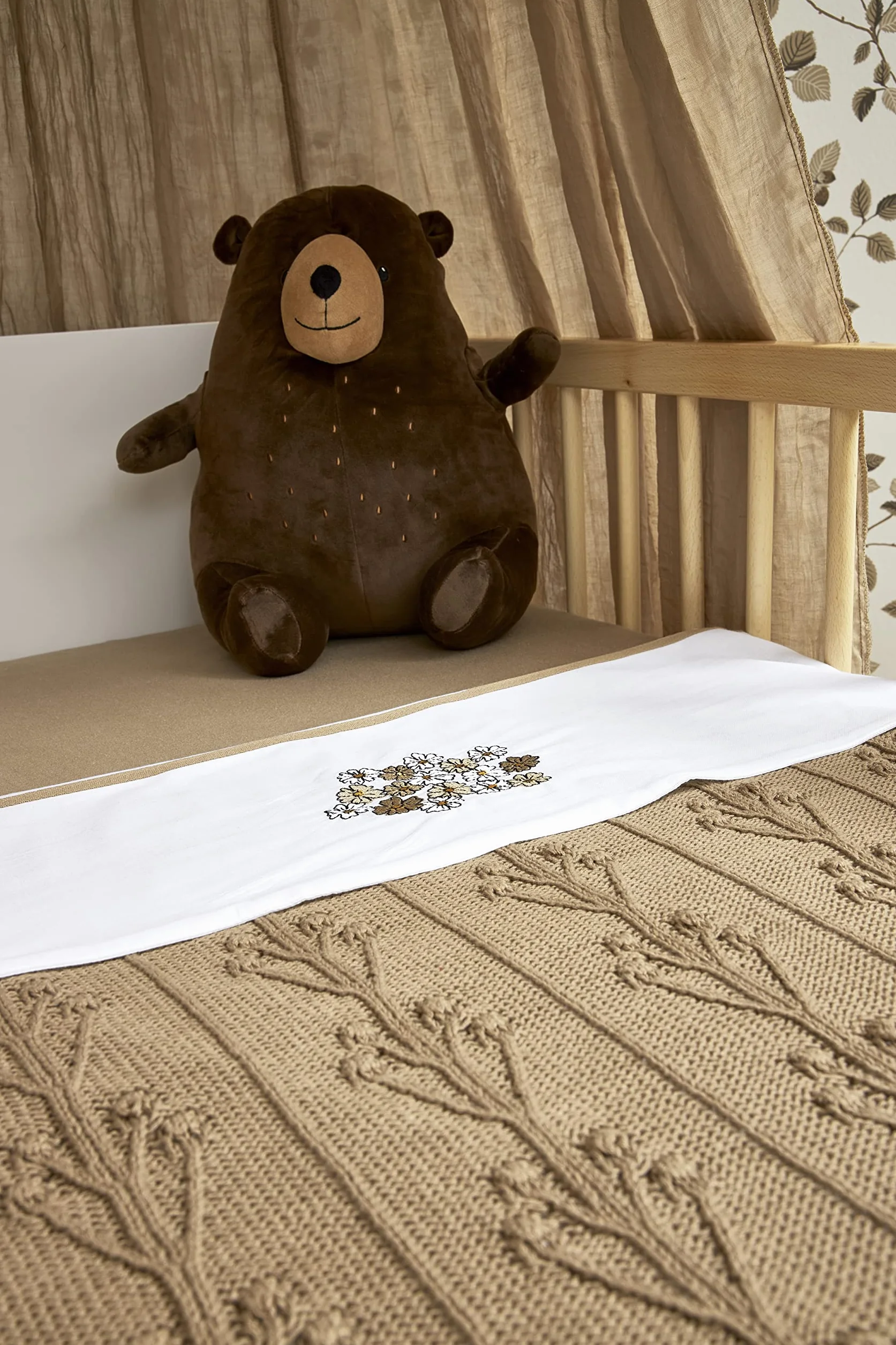 Meyco Baby Prześcieradło do Łóżeczka 50x90 cm Bawełna Jersey Taupe