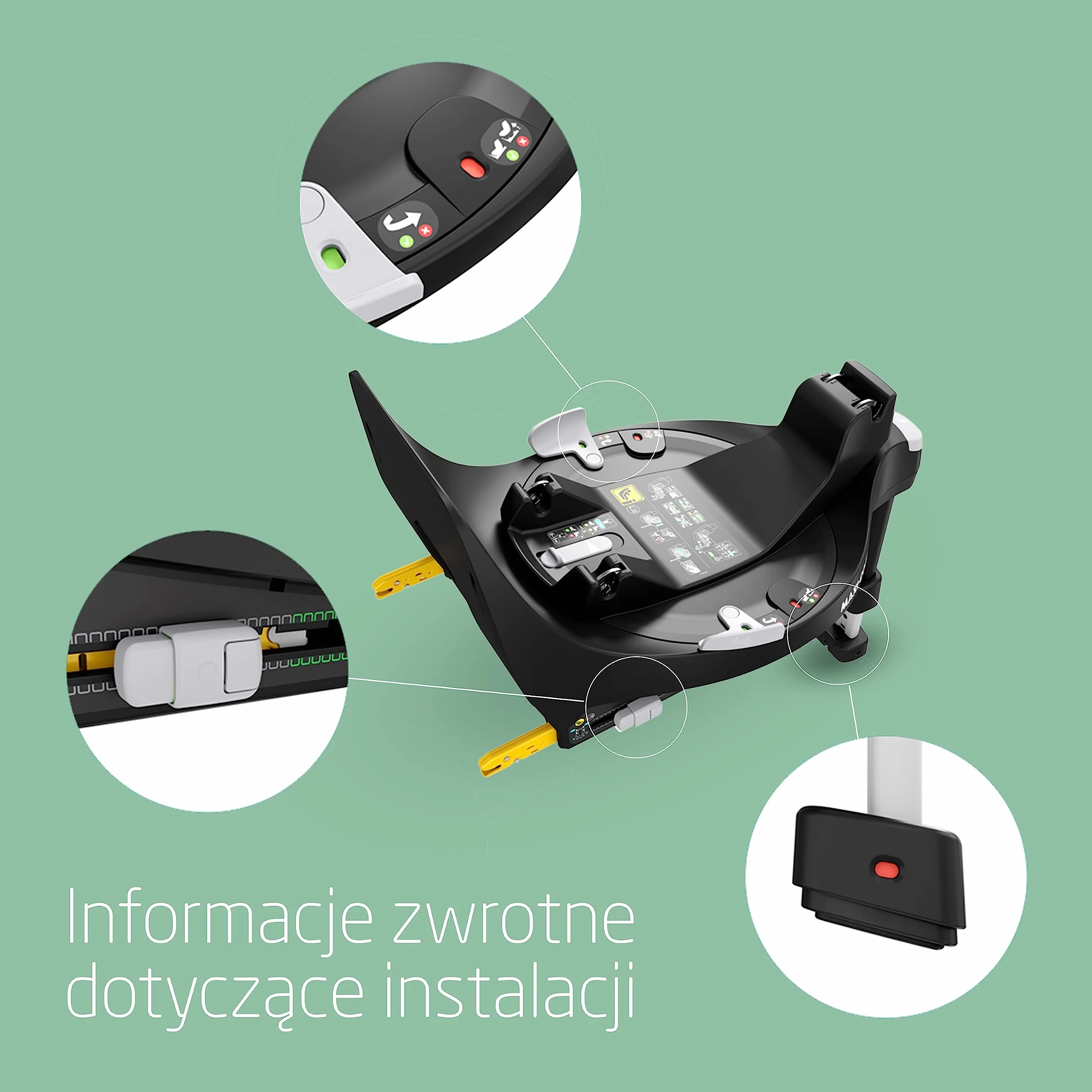 Maxi-Cosi Baza FamilyFix 360 i-Size, Obrotowy Fotelik Samochodowy System, Obrotowa Baza ISOFIX 360, 0–4 lata (40–105 cm), System FlexiSpin, Kontrola obracania TravelSafe, Click & Go, Black