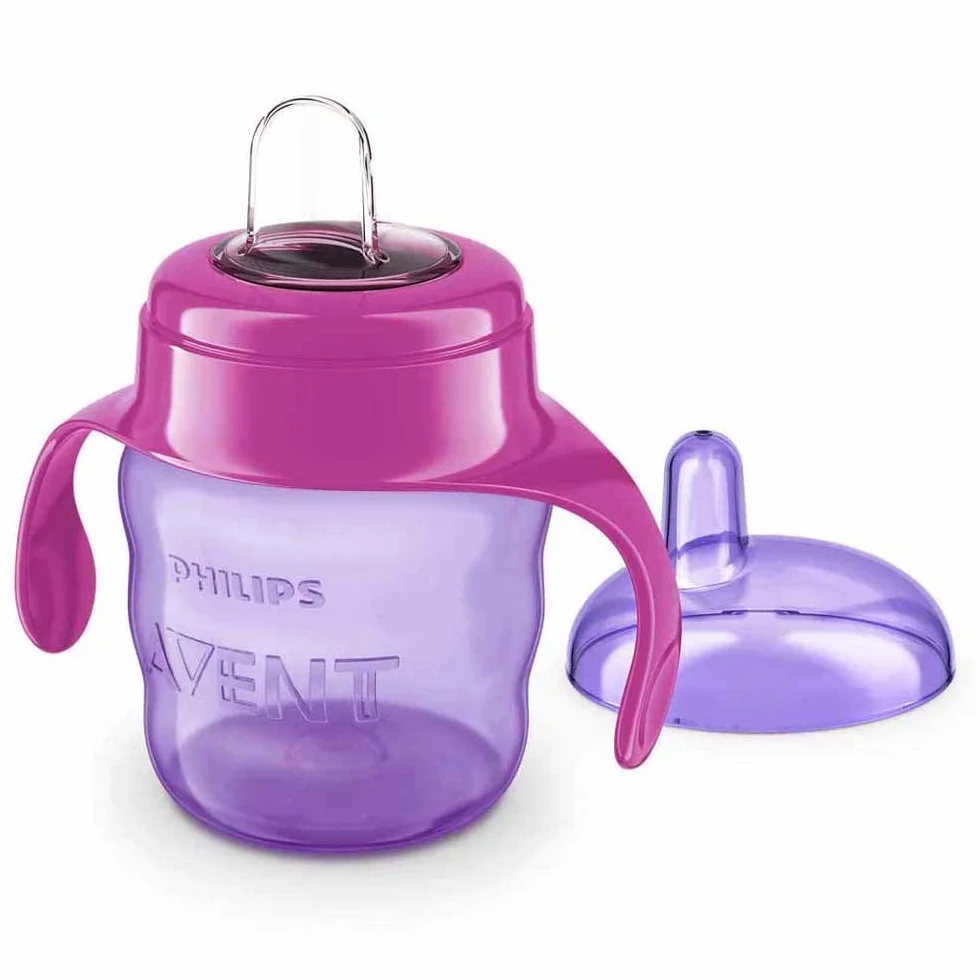 Philips Avent SCF551/03 - Vaso con boquilla silikonowa para niña, válvula antigoteo, sin BPA, para niemowlęca 6 sztuk, 200 ml, kolor różowy