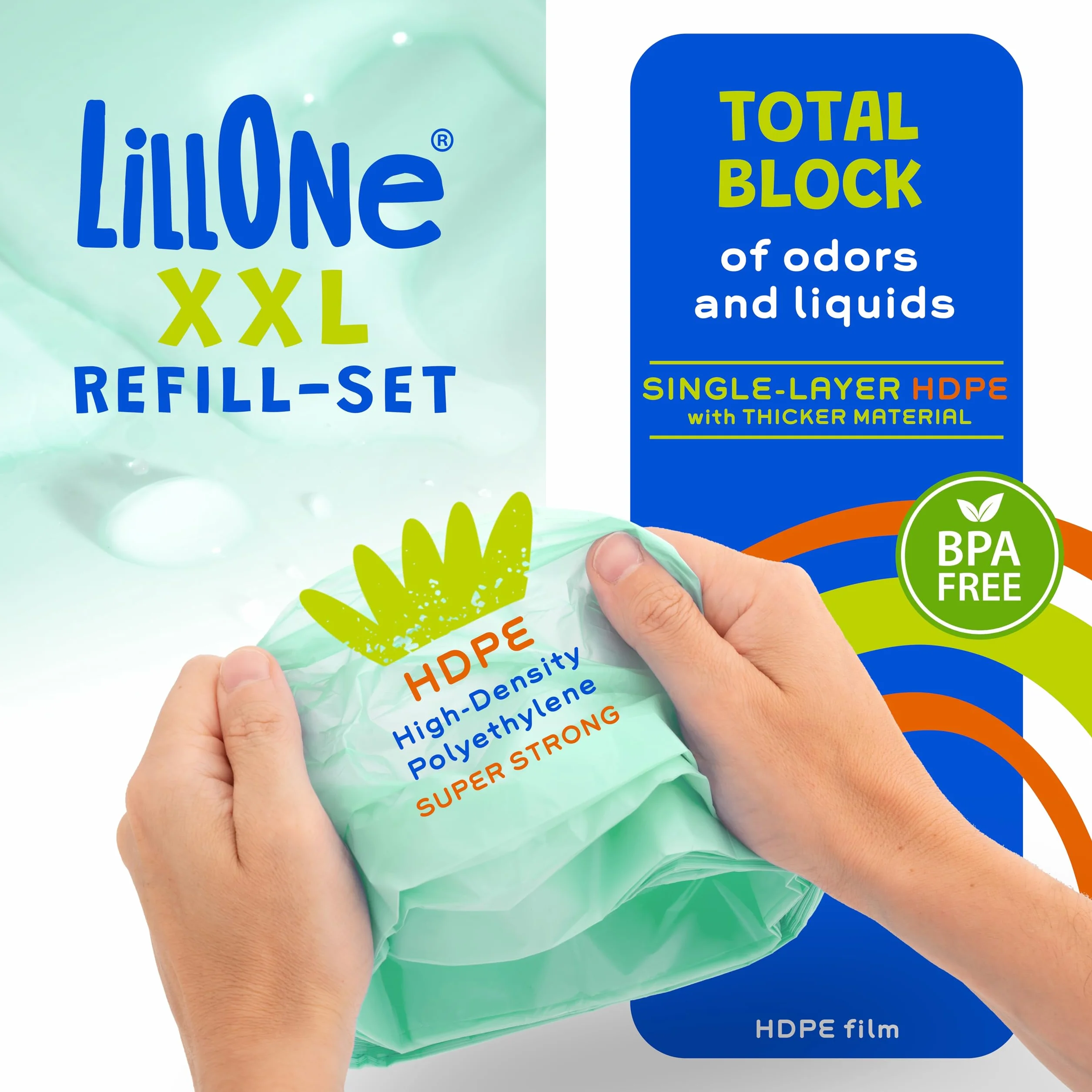 LillOne XXL-SET 10 wkładów powyżej 10 metrów + 1 kaseta wielokrotnego użytku - kompatybilna z pojemnikami na pieluchy Angelcare, Munchkin - Extra Long High Density
