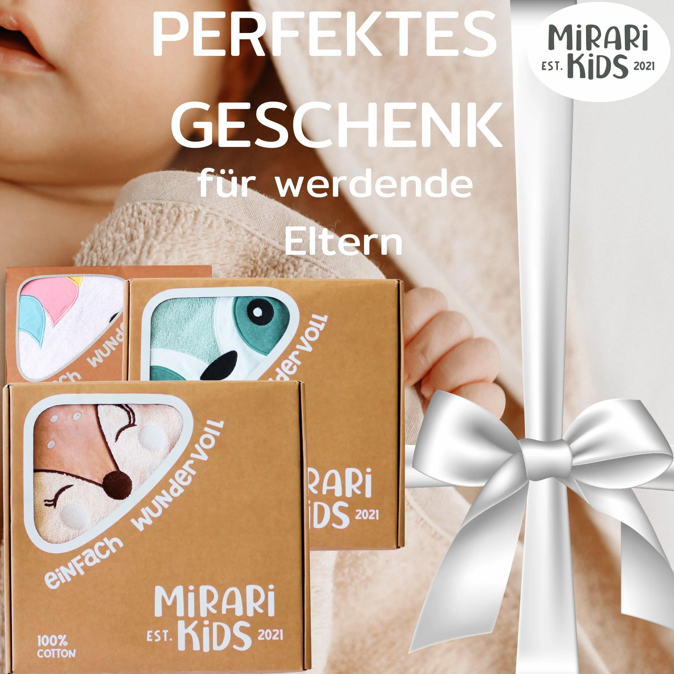 Ręcznik z kapturem dla niemowląt 100 x 100 cm z myjką – bawełna ekologiczna – ręcznik dla noworodków i małych dzieci w wieku 0-6 lat – miękki ręcznik kąpielowy z kapturem i motywem szopa
