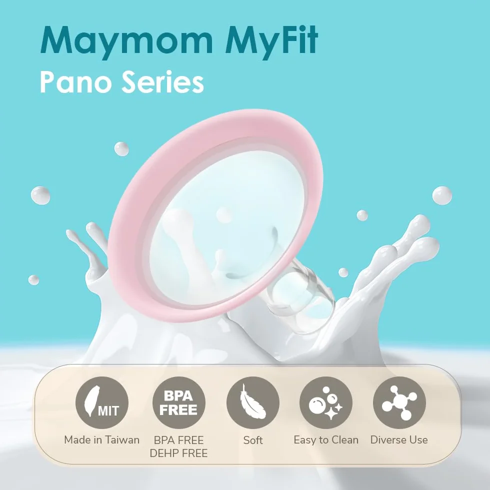 Maymom MyFit Shields, seria Pano; kompatybilna z laktatorem Medele - PersonalFit, Freestyle, Harmony, Maxi, Freestyle Flex Connector; Łączy się z 2-częściowym złączem Maymom Widemouth/Narrow