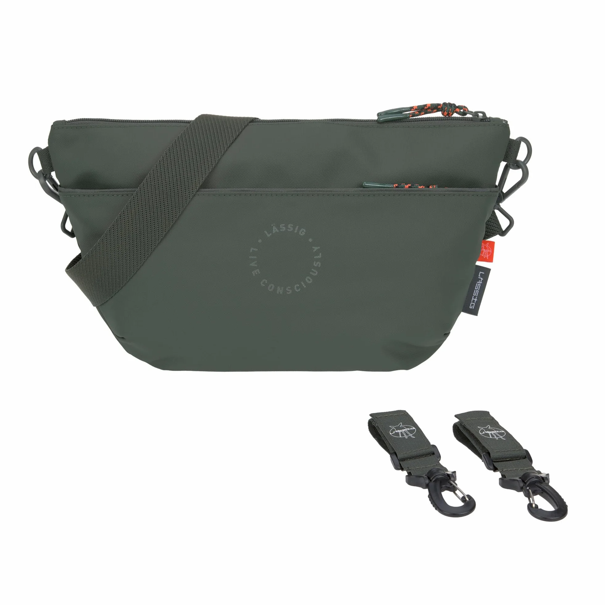 LÄSSIG Organizer do wózka dziecięcego, torba na ramię, torba do wózka dziecięcego, w zestawie z mocowaniem do wózka dziecięcego/buggy Bum Bag dark olive
