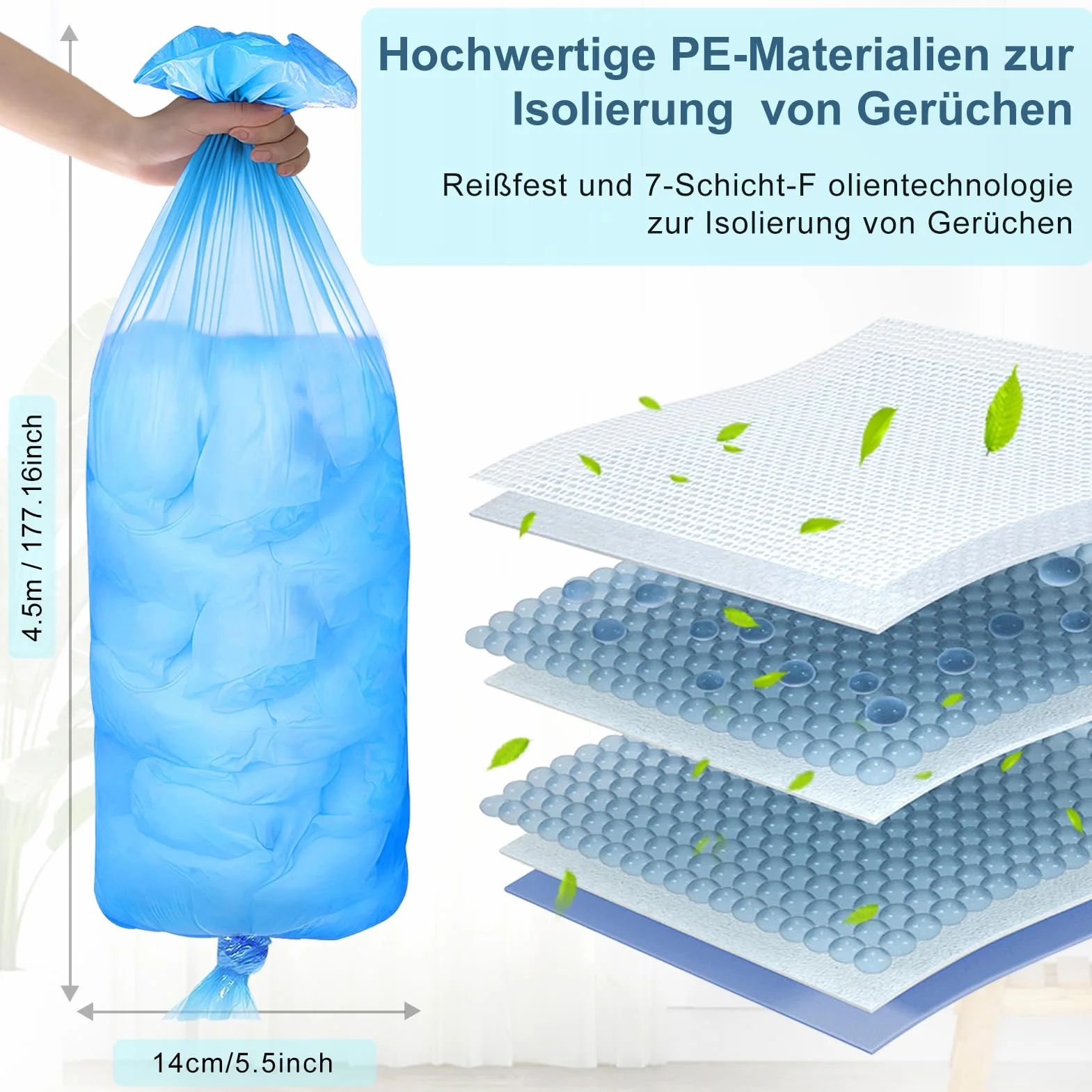 Zestaw 20 pojemników na pielucha, 4,5 m, folia uzupełniająca, szczelność, kompatybilny z większością wiaderek na pielucha, do wkładów Litter Locker