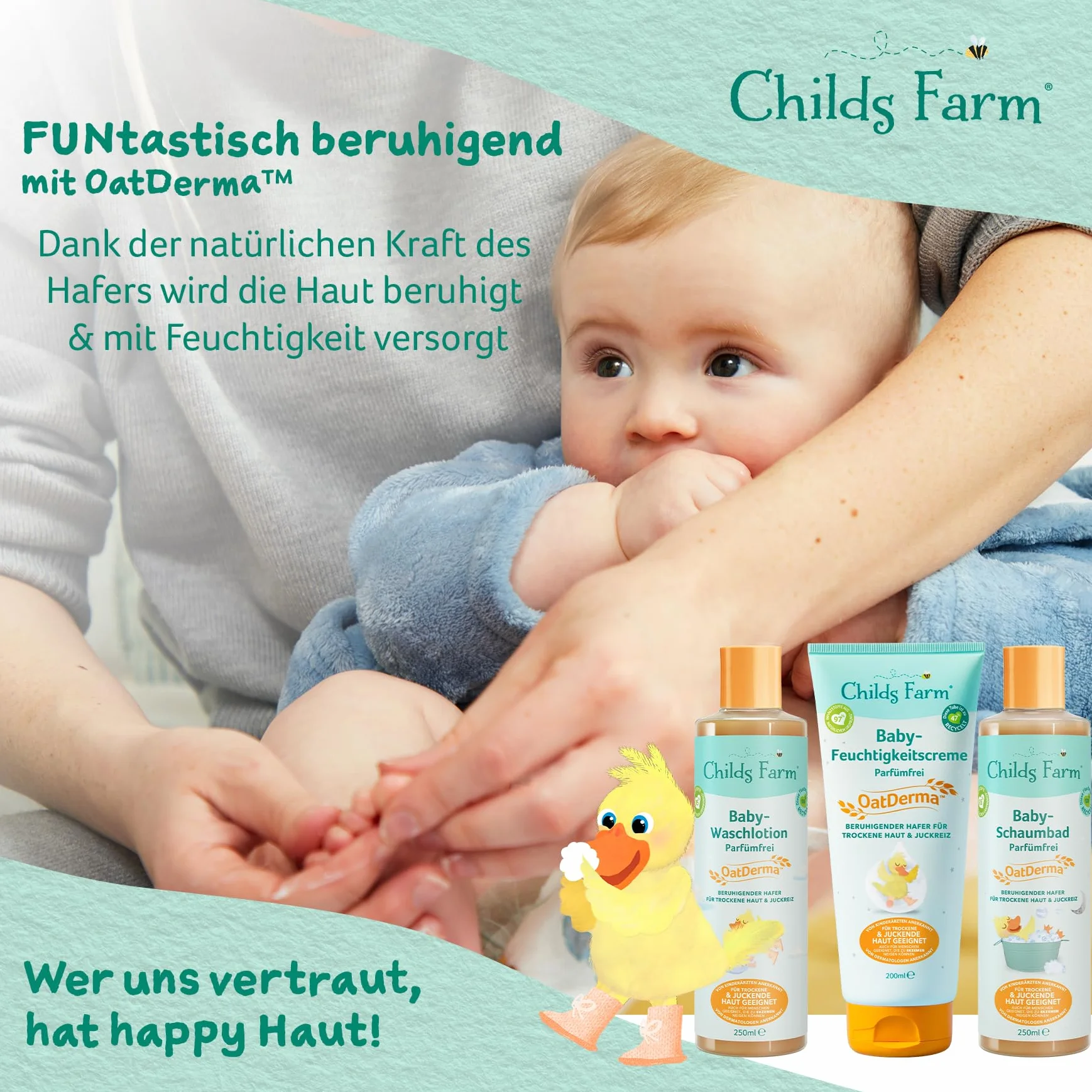 Childs Farm OatDerma Baby balsam do mycia 250 ml, bez perfum |Delikatne czyszczenie, do wrażliwej lub skłonnej do egzemy skóry niemowląt i dzieci. Również dla noworodków.