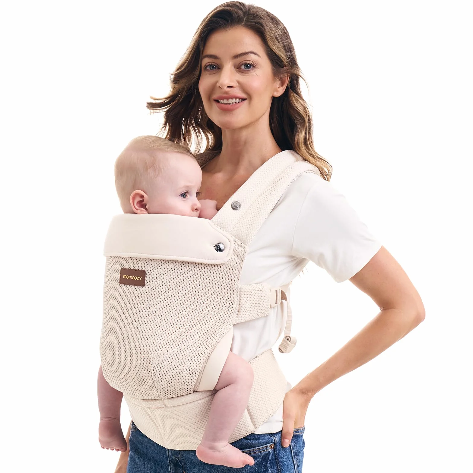 Momcozy Air Mesh nosidełko dla niemowląt od urodzenia – oddychające i bardzo lekkie (3 – 20 kg) · chłodząca siatka 3D · plecy X · bez wkładek