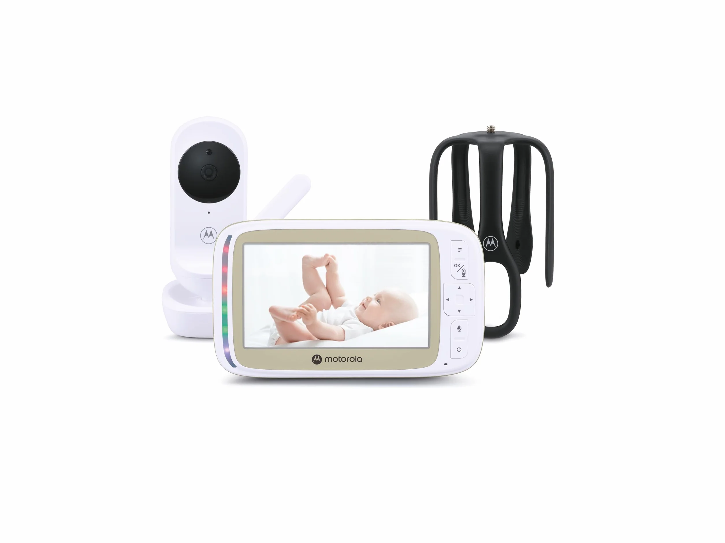 Motorola Nursery VM45 CONNECT Monitor dla Niemowląt z Kamerą Wi-Fi i 5-calowym Monitorem, Rozdzielczością HD 720p, Dwukierunkową Rozmową, Kontrolą Temperatury, Uchwytem do Łóżeczka Stargrip